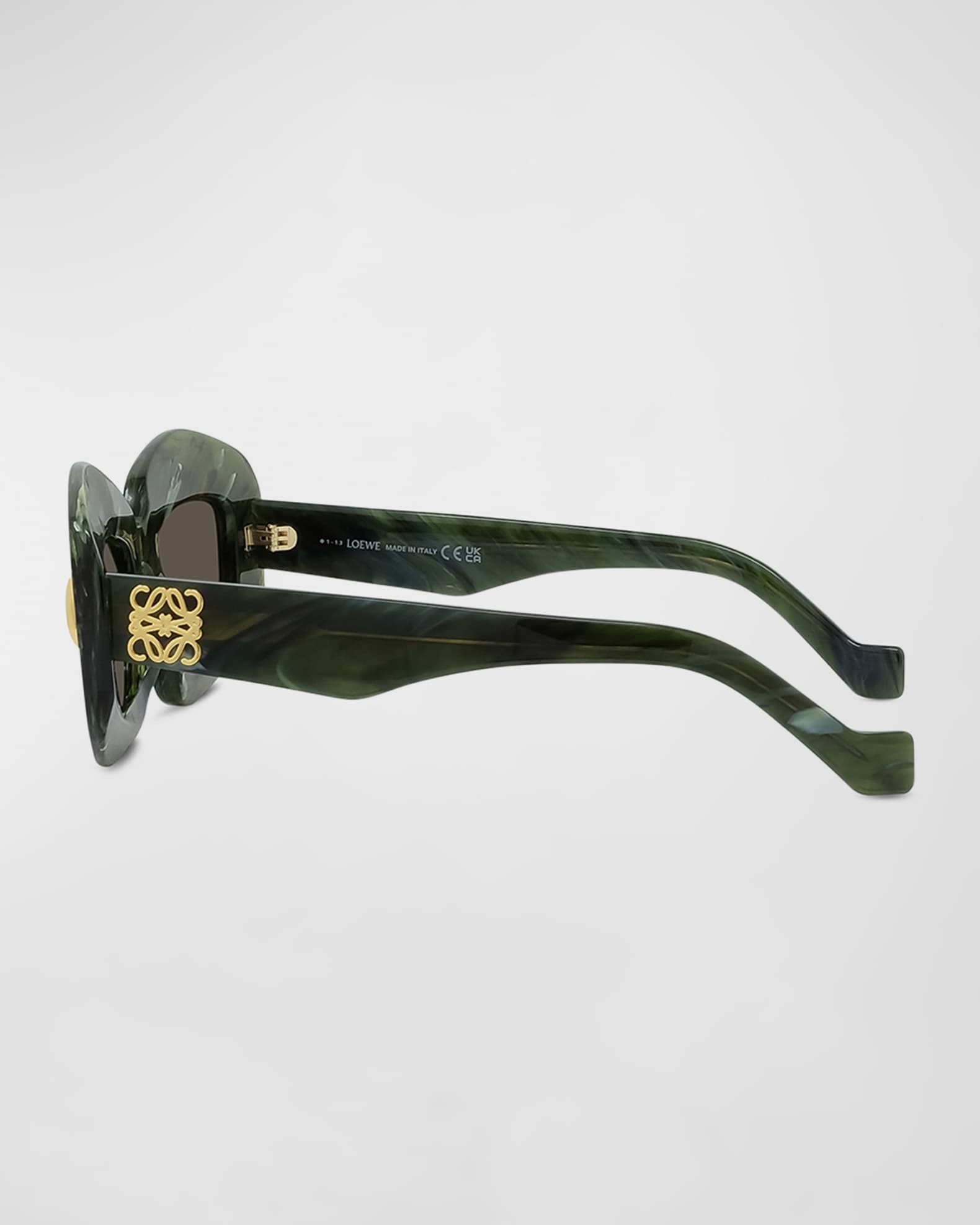 サングラス LOEWE DARK GREEN ACETATE SUNGLASSES Loewe Emerald Green Acetate Rectangle Sunglasses With Golden