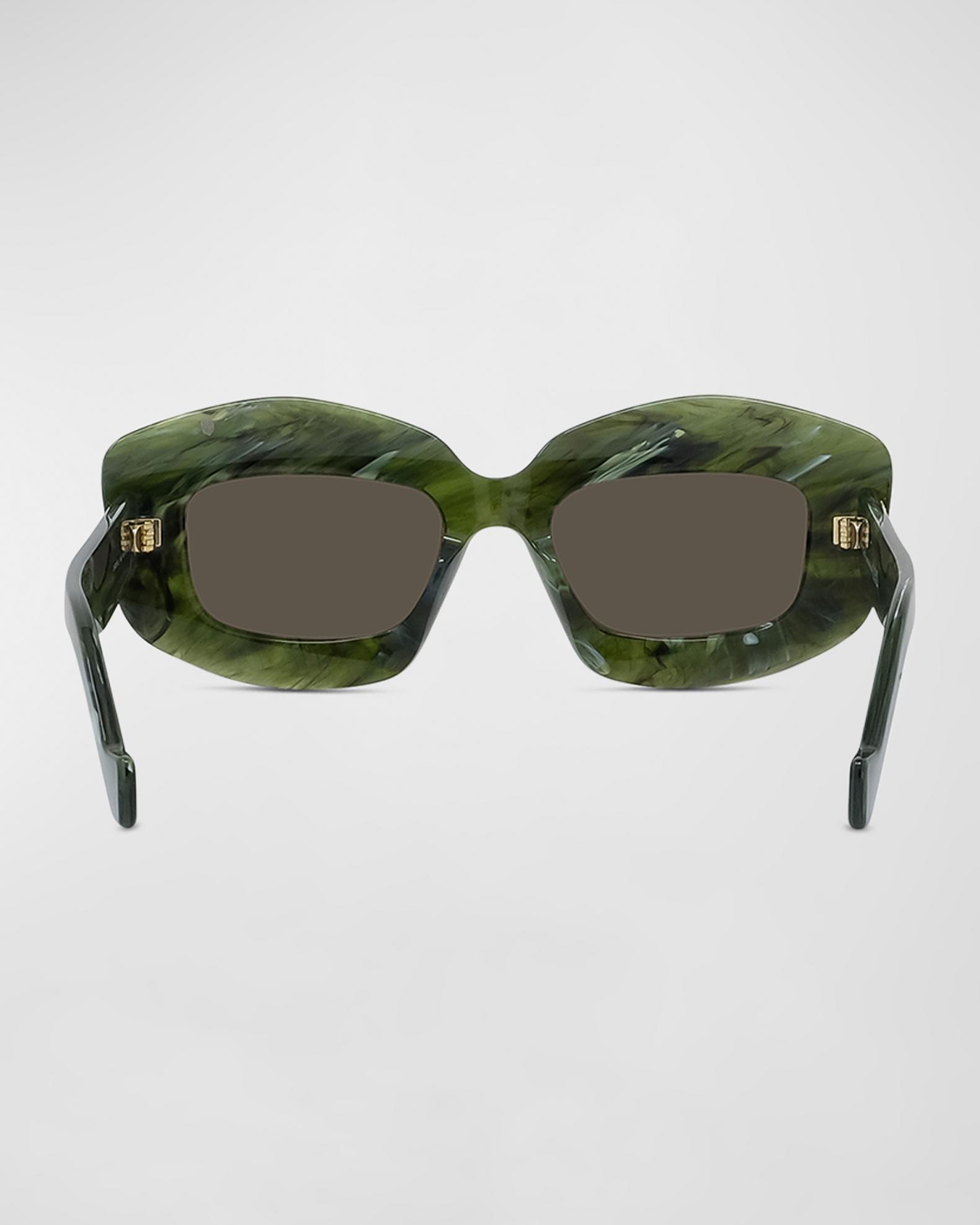 Loewe Emerald Green Acetate Rectangle Sunglasses With Golden 