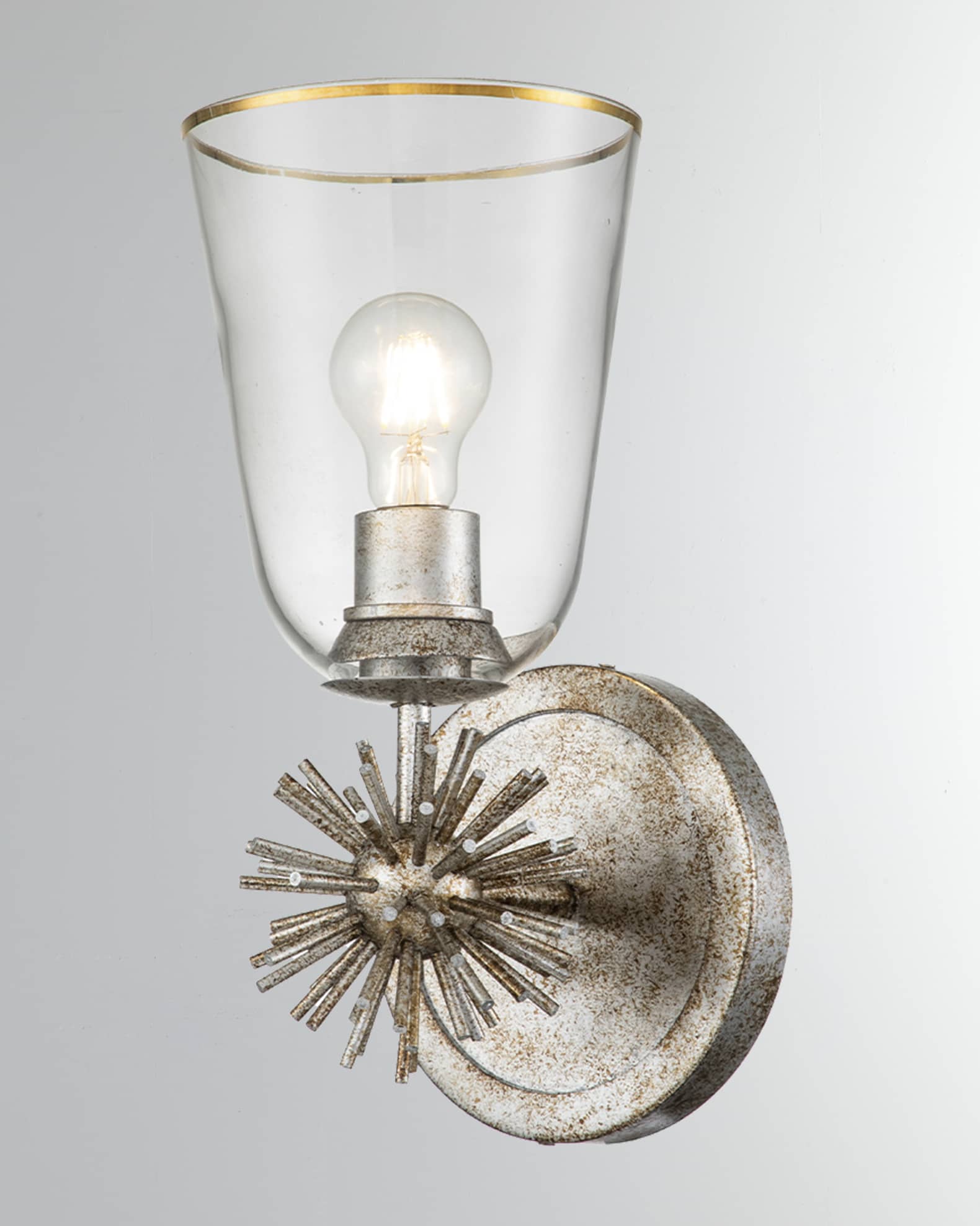 Staring 1-Light Sconce in Silver Leaf 0