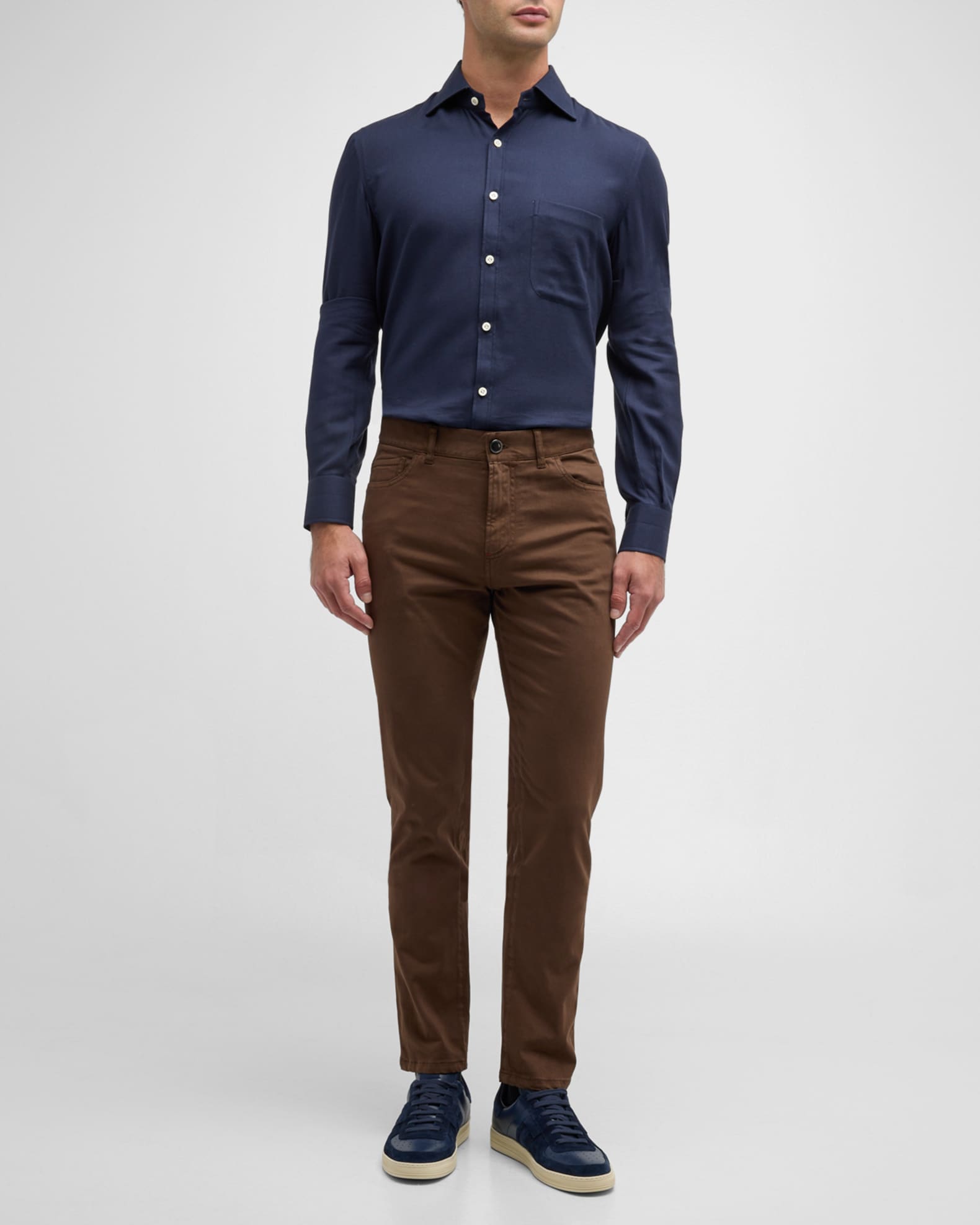 Men's Cashmere-Cotton Slim 5-Pocket Pants 1