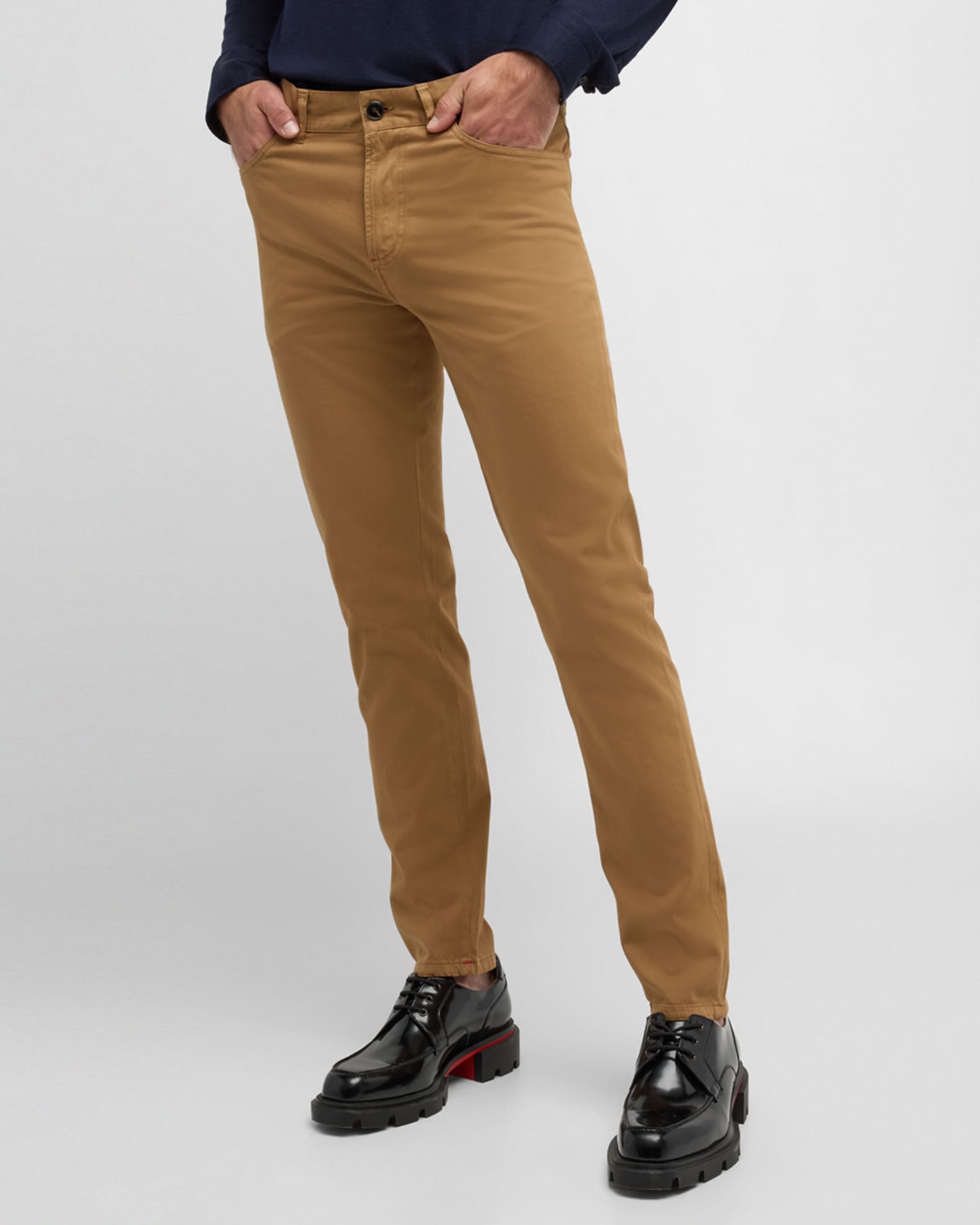 Isaia Men's CashmereCotton Slim 5Pocket Pants Neiman Marcus