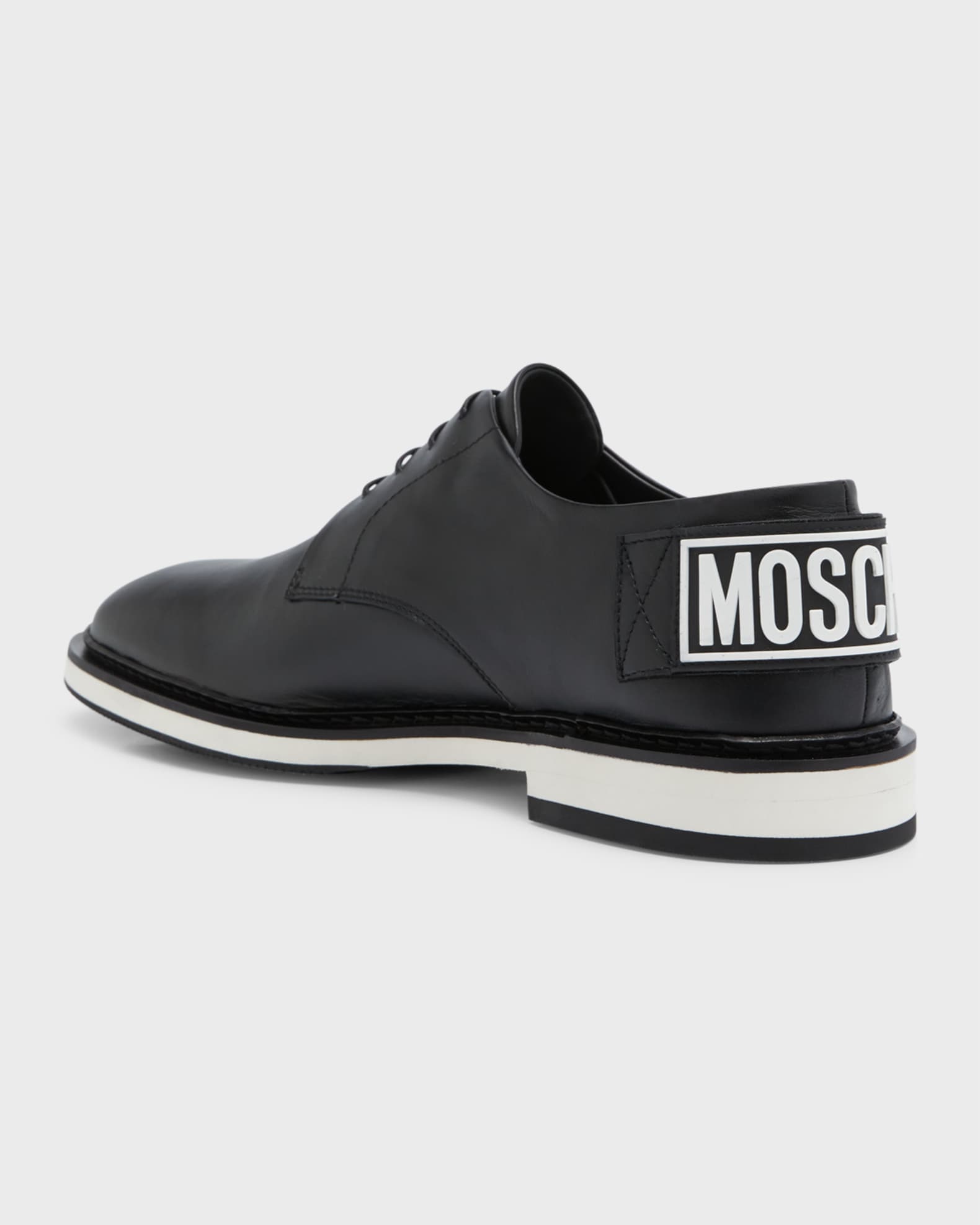 Moschino Men s Maxi Logo Leather Derby Shoes Neiman Marcus
