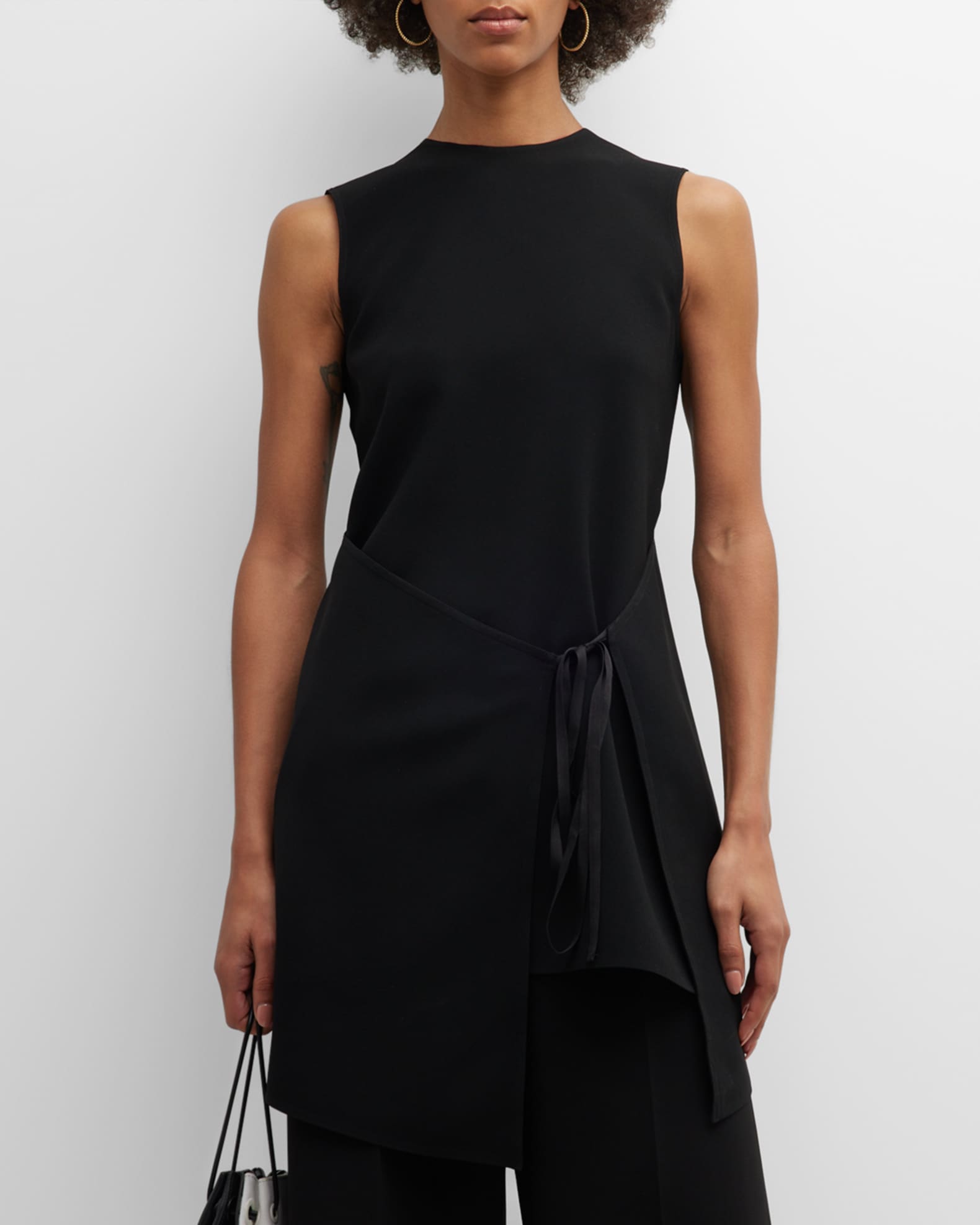 Lafayette 148 New York Finese Crepe TieFront Tunic Neiman Marcus