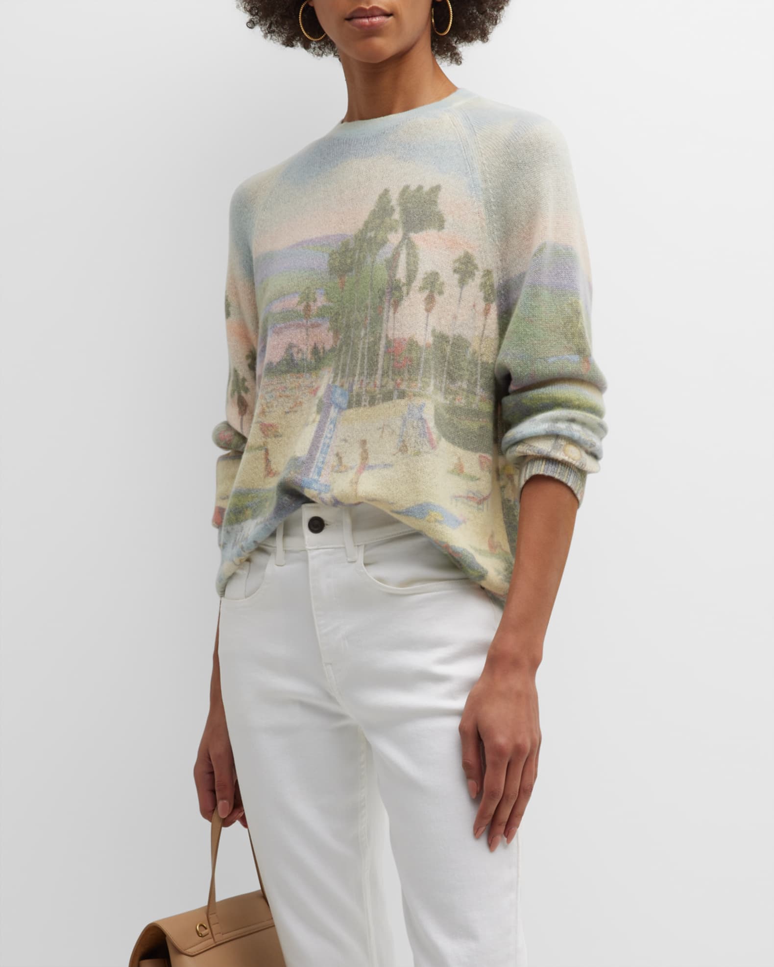 Lafayette 148 New York PostcardsPrint Cashmere RaglanSleeve Sweater