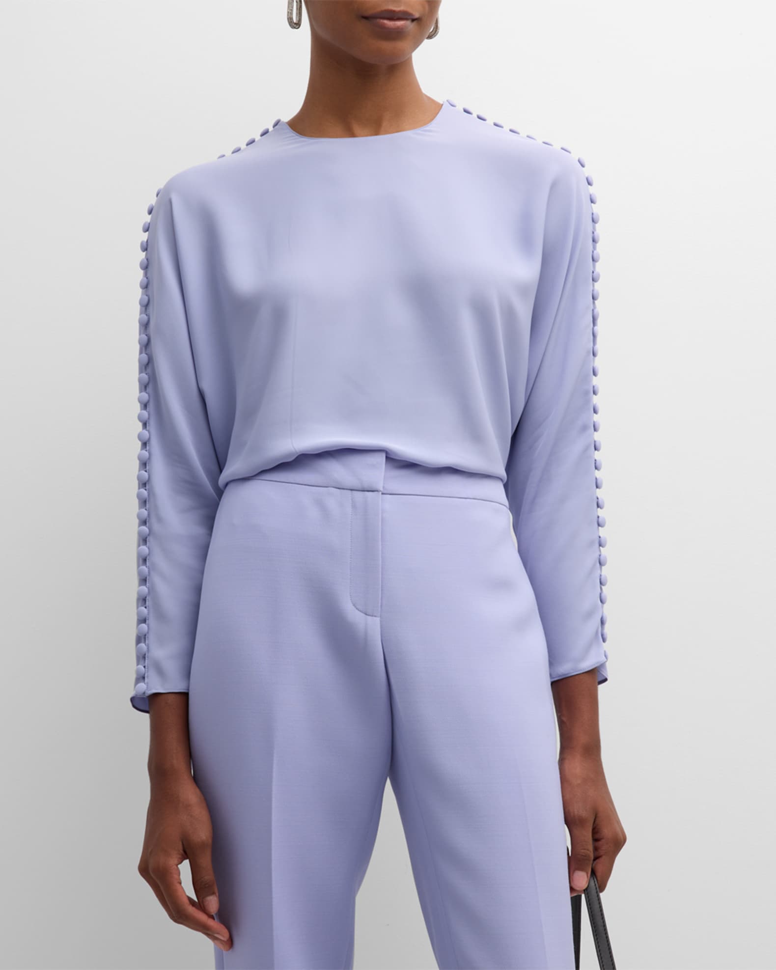 Lafayette 148 New York Organic Silk ButtonSleeve Blouse