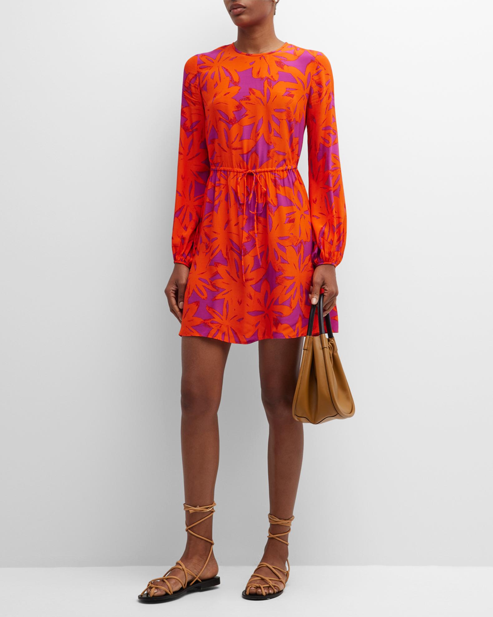 Robe Chemise Diane Von Furstenberg En Soie Orange - Taille US 6 - Ceinture - Occasion Très Bon État