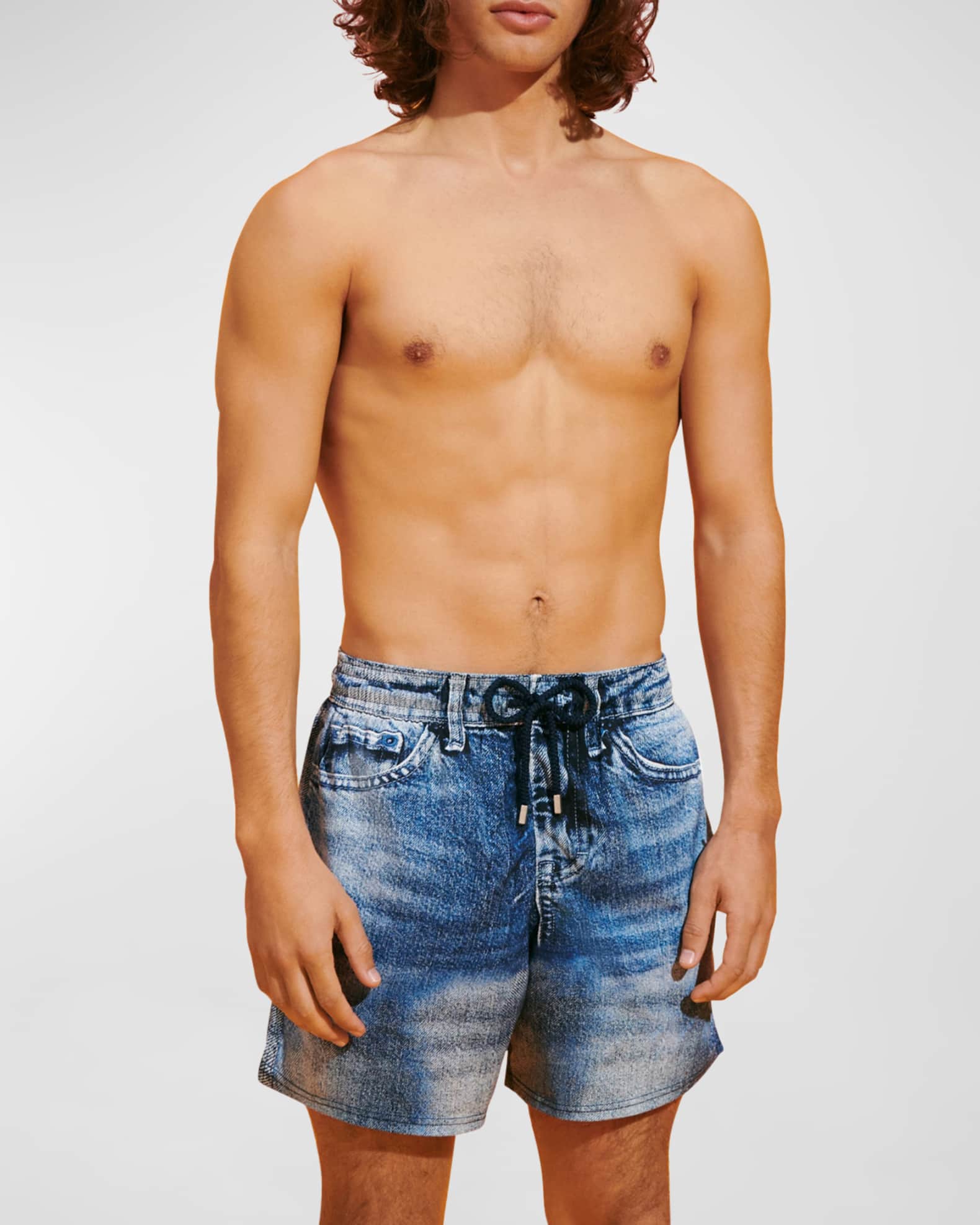 Mens denim swim trunks deals