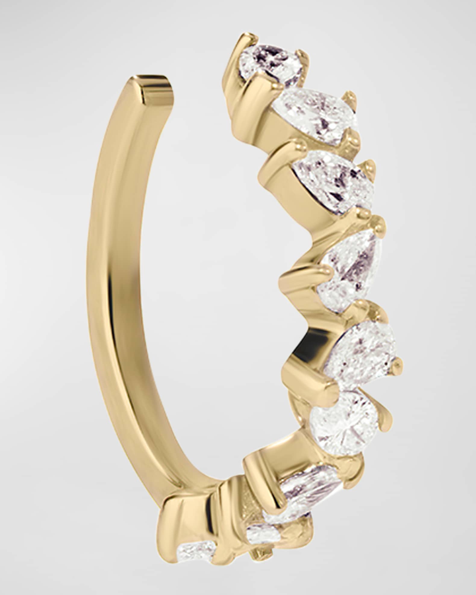 LANA 14K Zig Zag Diamond Pear Ear Cuff, Single Neiman Marcus