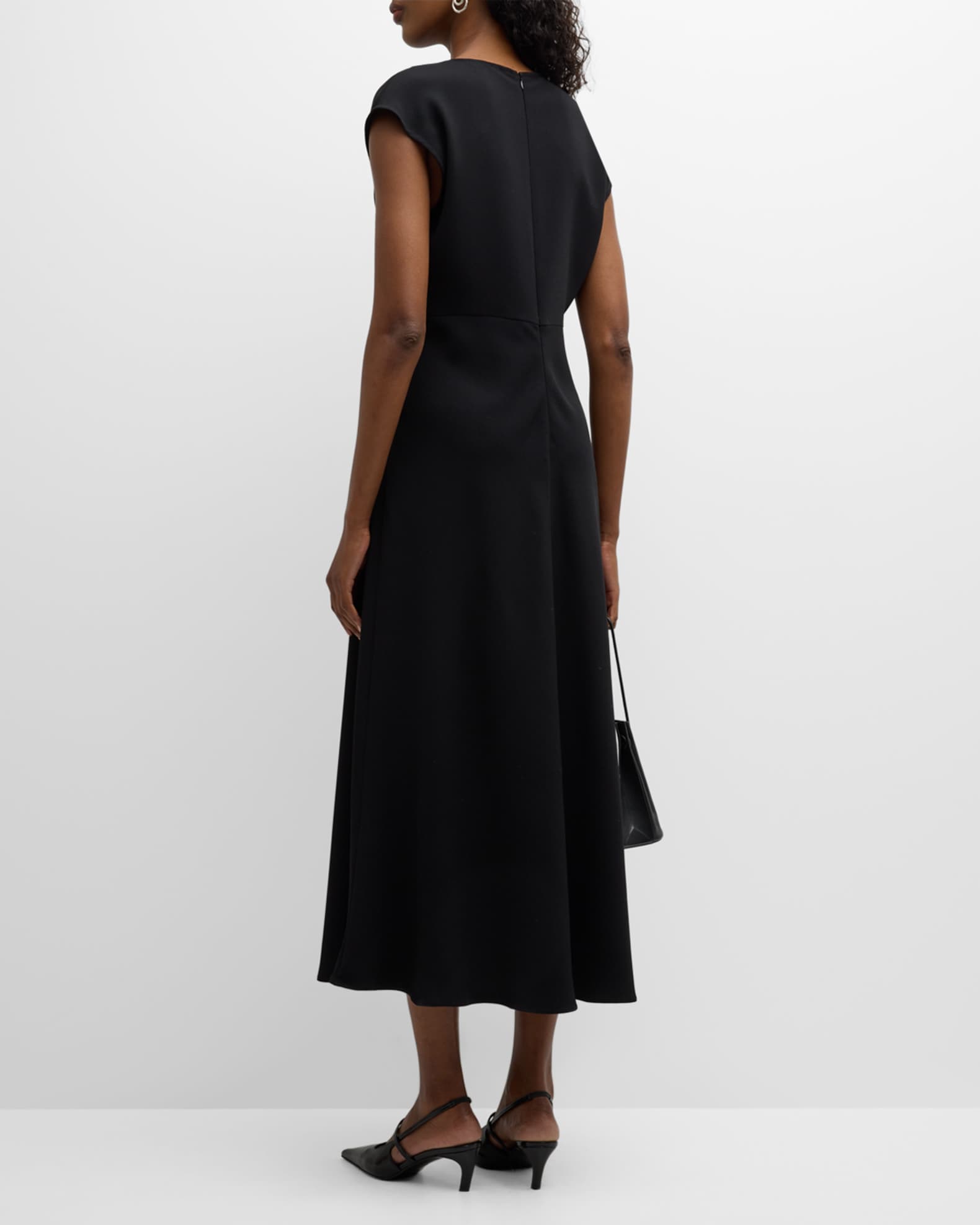 Marella Vevey Cap-Sleeve Cutout Midi Dress | Neiman Marcus