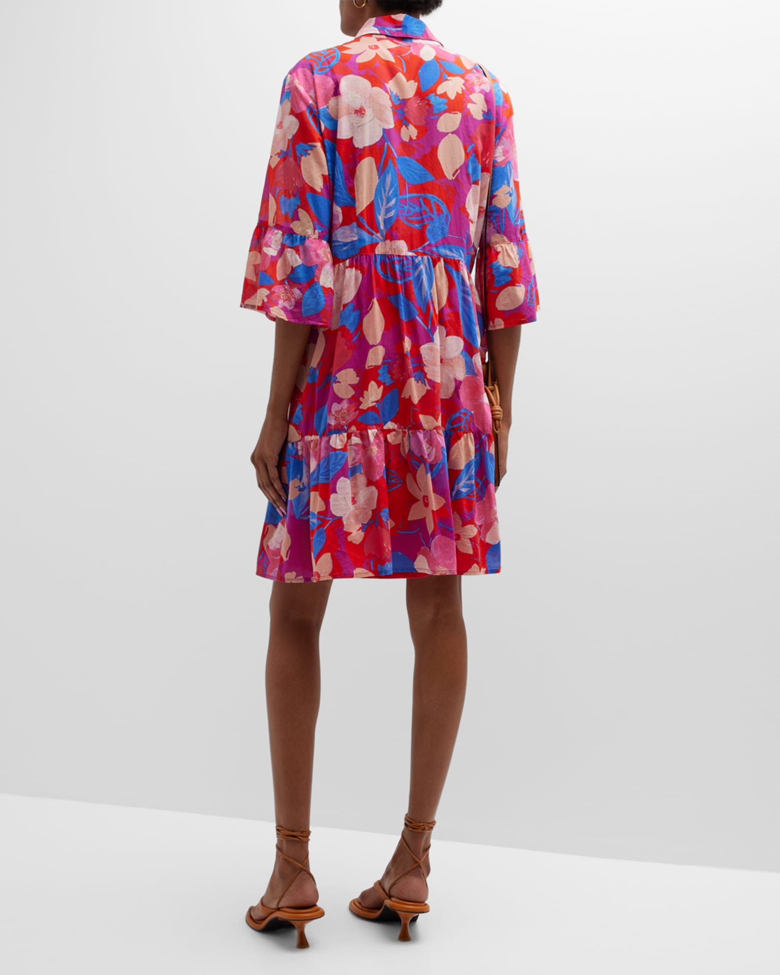 Johnny Was Giverney Gardens Tiered Floral-Print Shirtdress | Neiman Marcus
