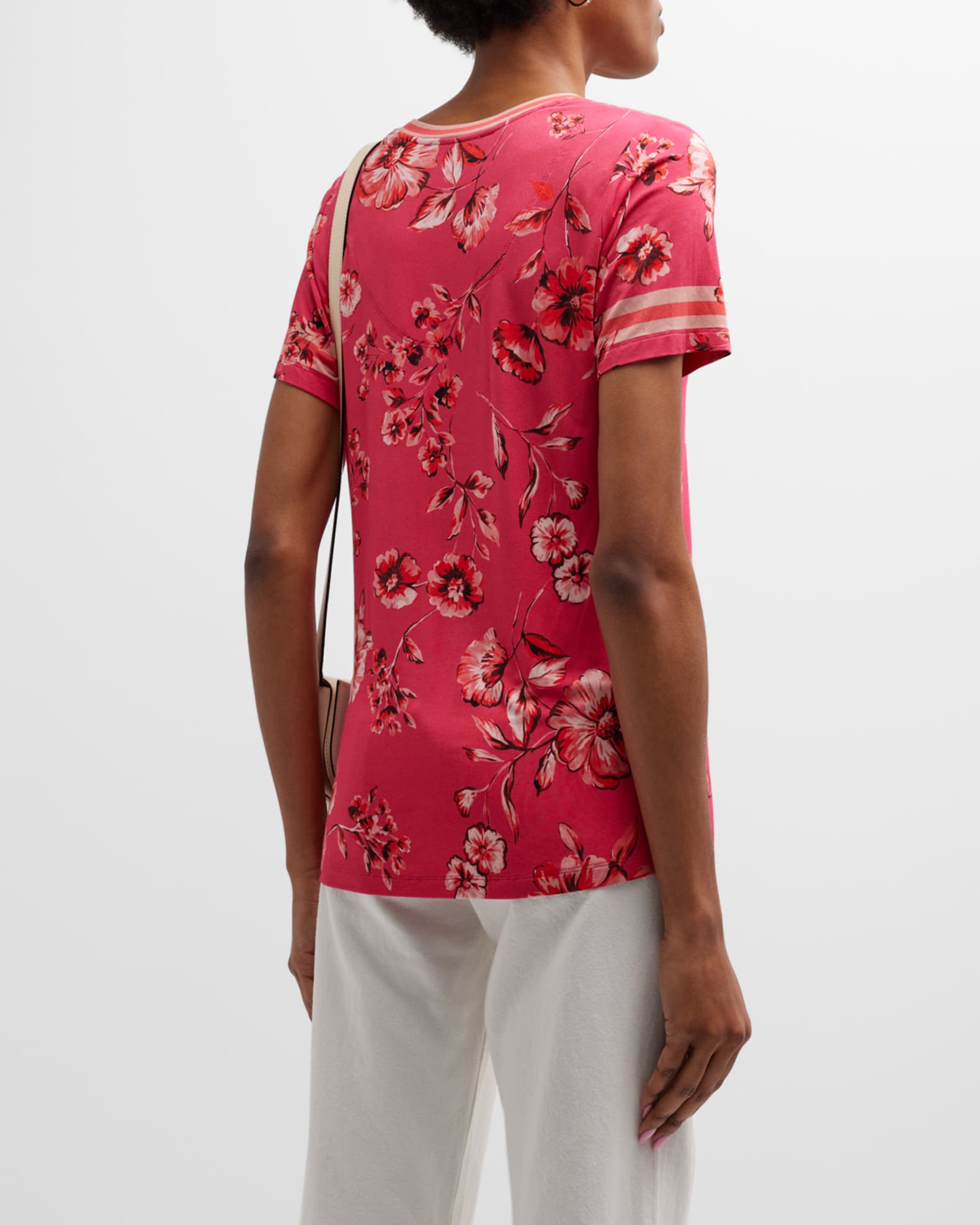 Johnny Was Misty Fall Floral-Print V-Neck Jersey Tee | Neiman Marcus