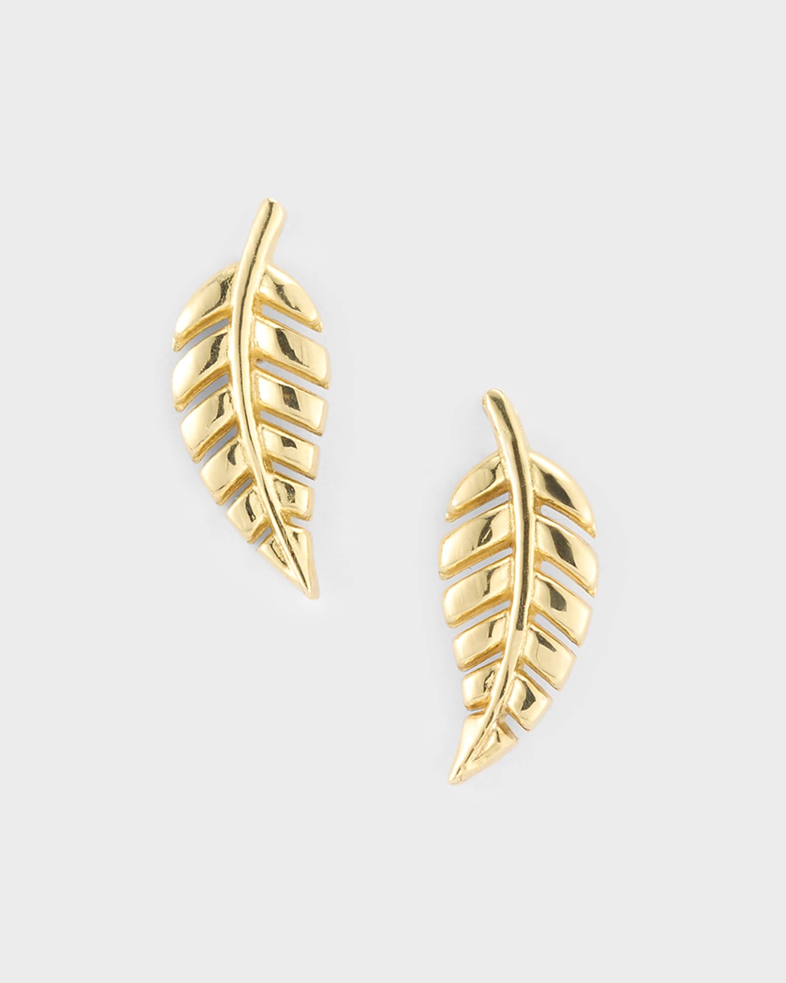 18k Yellow Gold Mini Leaf Stud Earrings 0