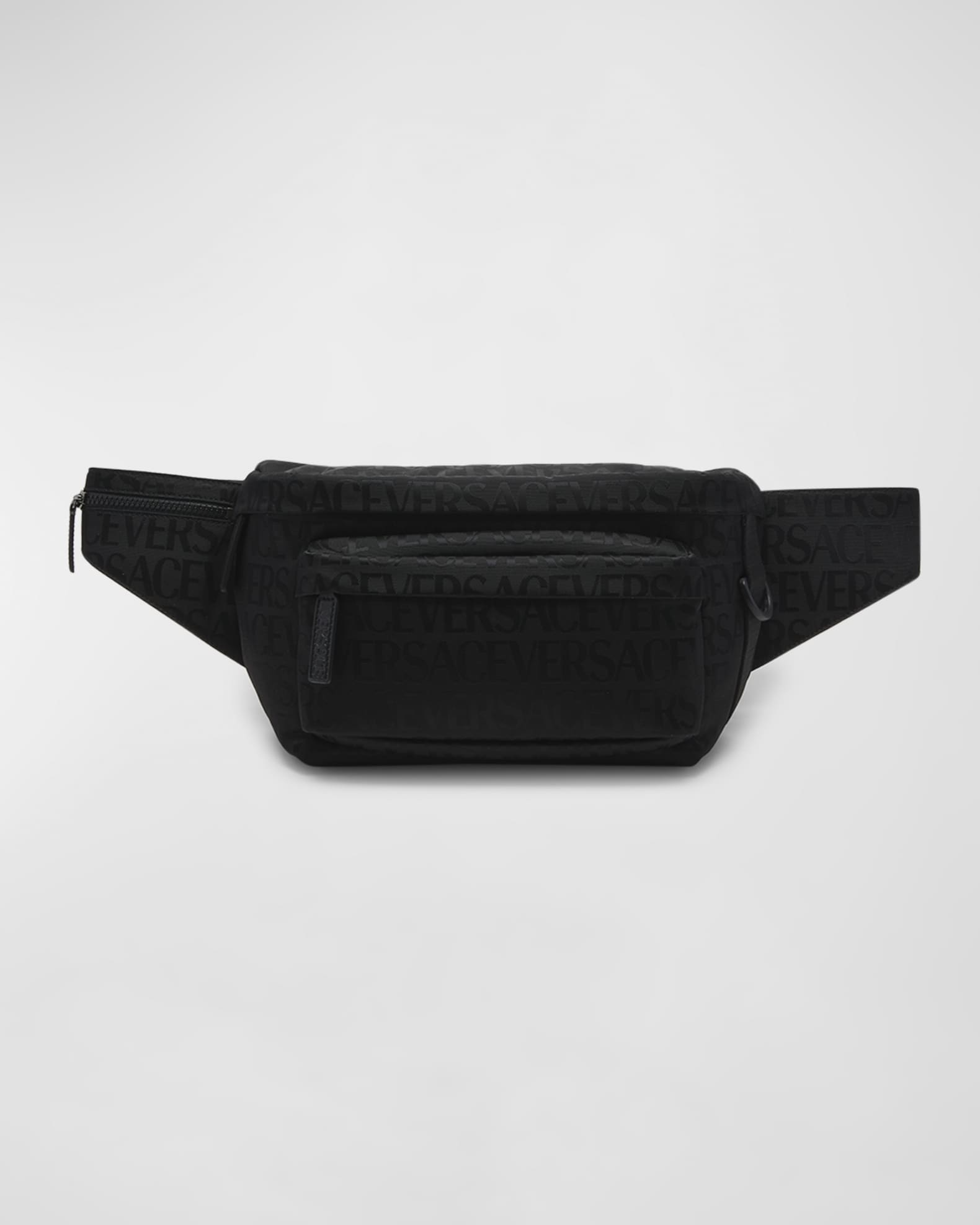 Moschino - Men's Jacquard Logo Beltpack Belt Bag - Black - Leather