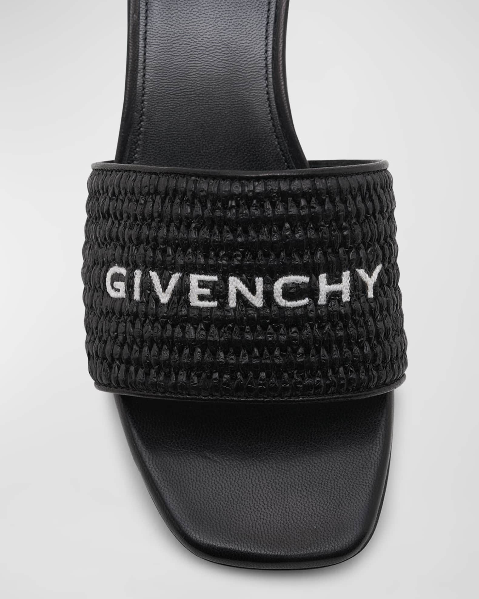 Givenchy 4G Embroidered Raffia Mule Sandals | Neiman Marcus