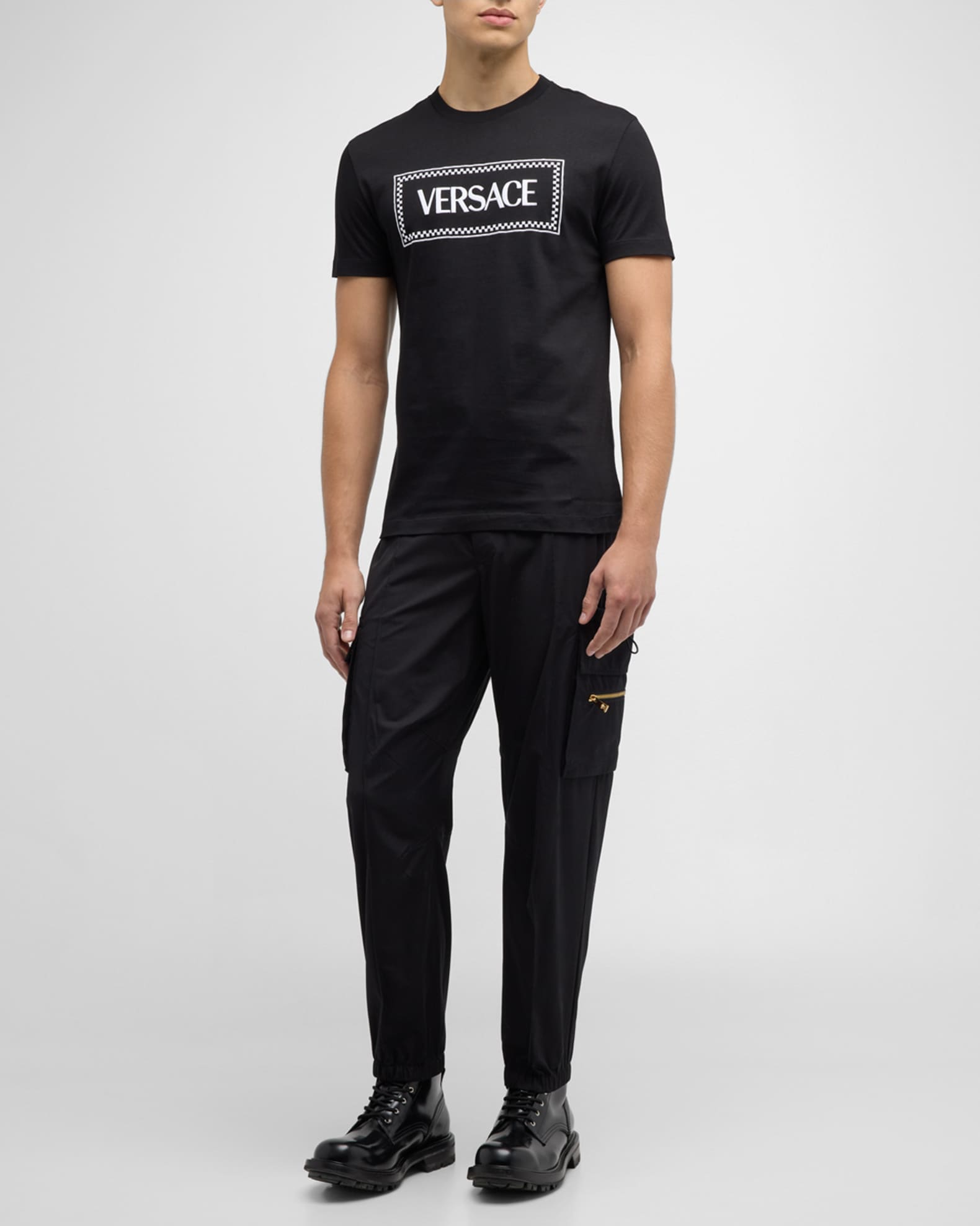 Versace Men's Tailoring Label Logo T-Shirt | Neiman Marcus