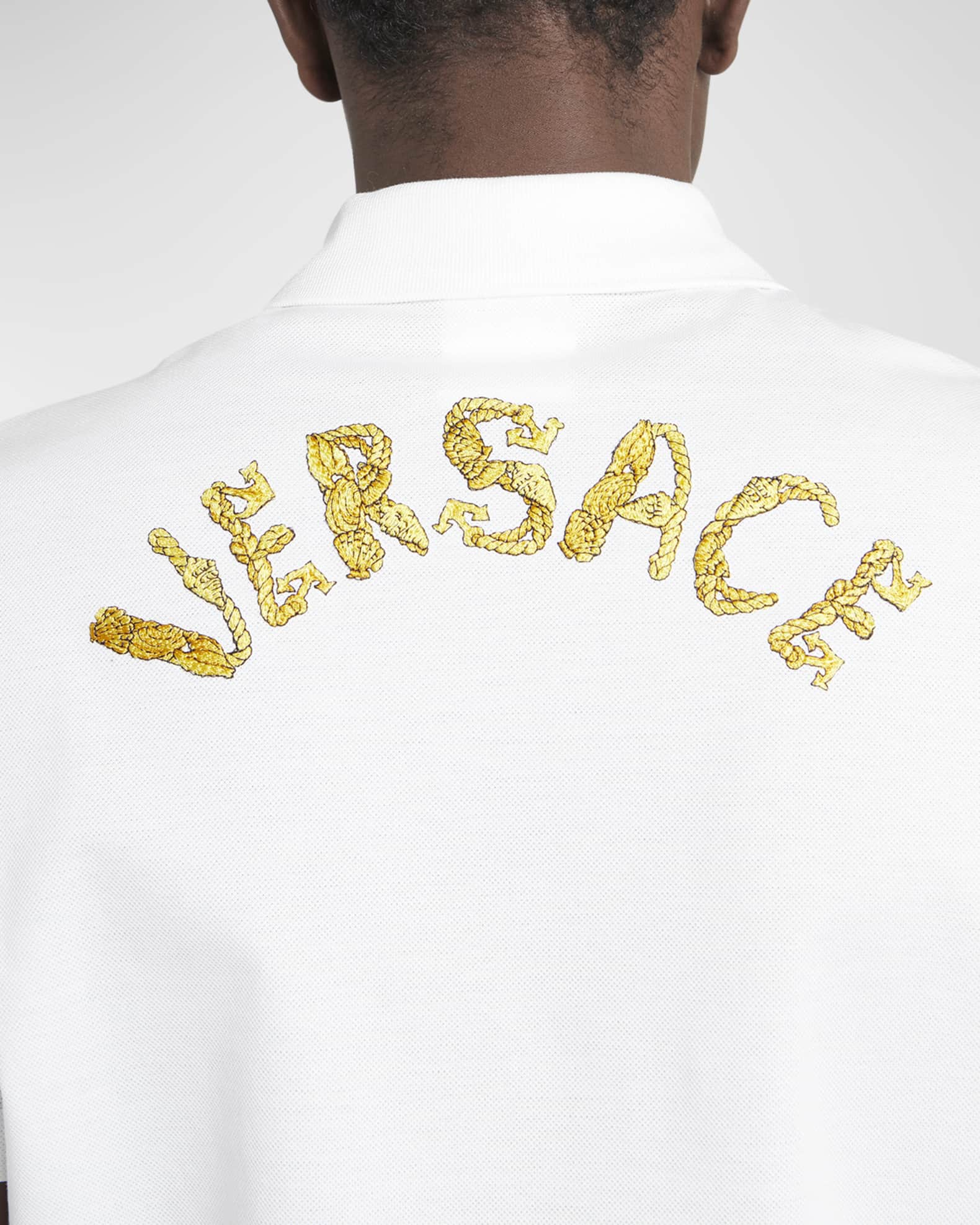Versace Men's Polo Shirt with Script Embroidery Neiman Marcus