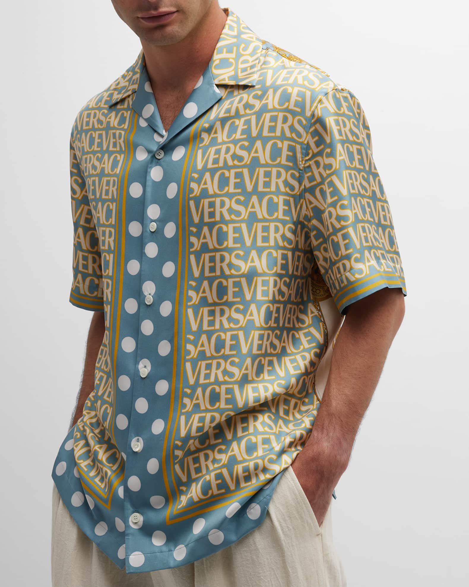Louis Vuitton // Brown & Blue Polka Dot Silk Shirt – VSP Consignment
