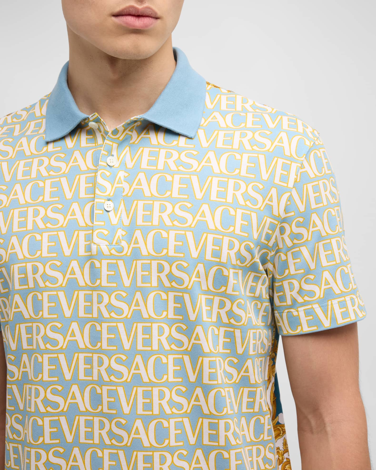 Versace Men's Logomania Polka Dot Polo Shirt | Neiman Marcus