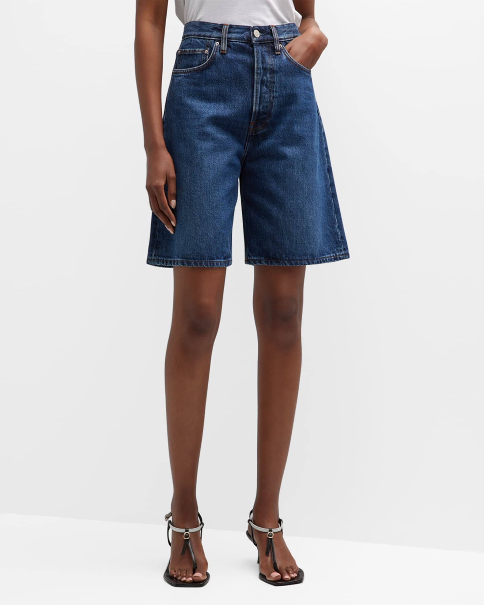 Toteme Classic Denim Bermuda Shorts Neiman Marcus
