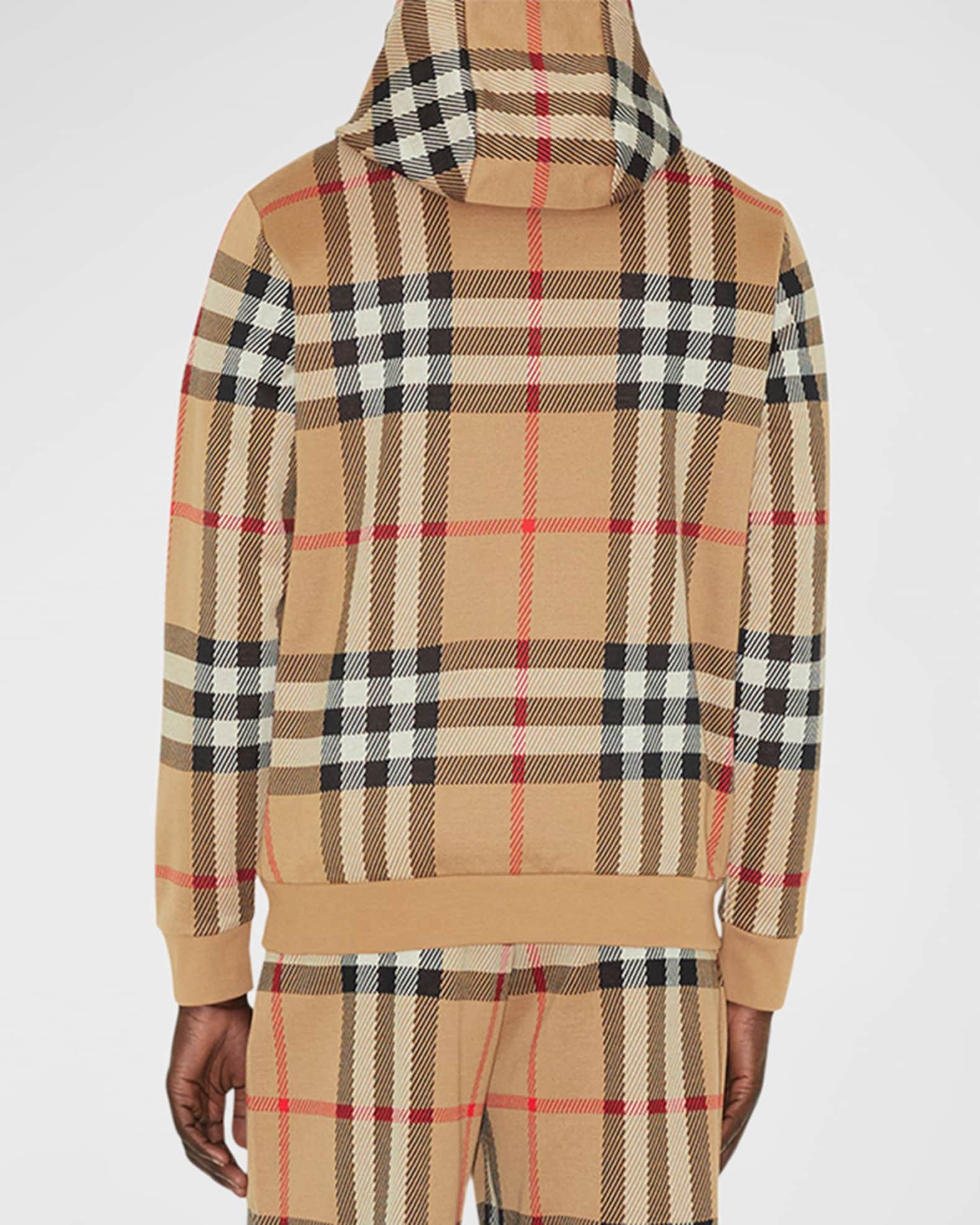 Burberry check detail hooded sweatshirt sales