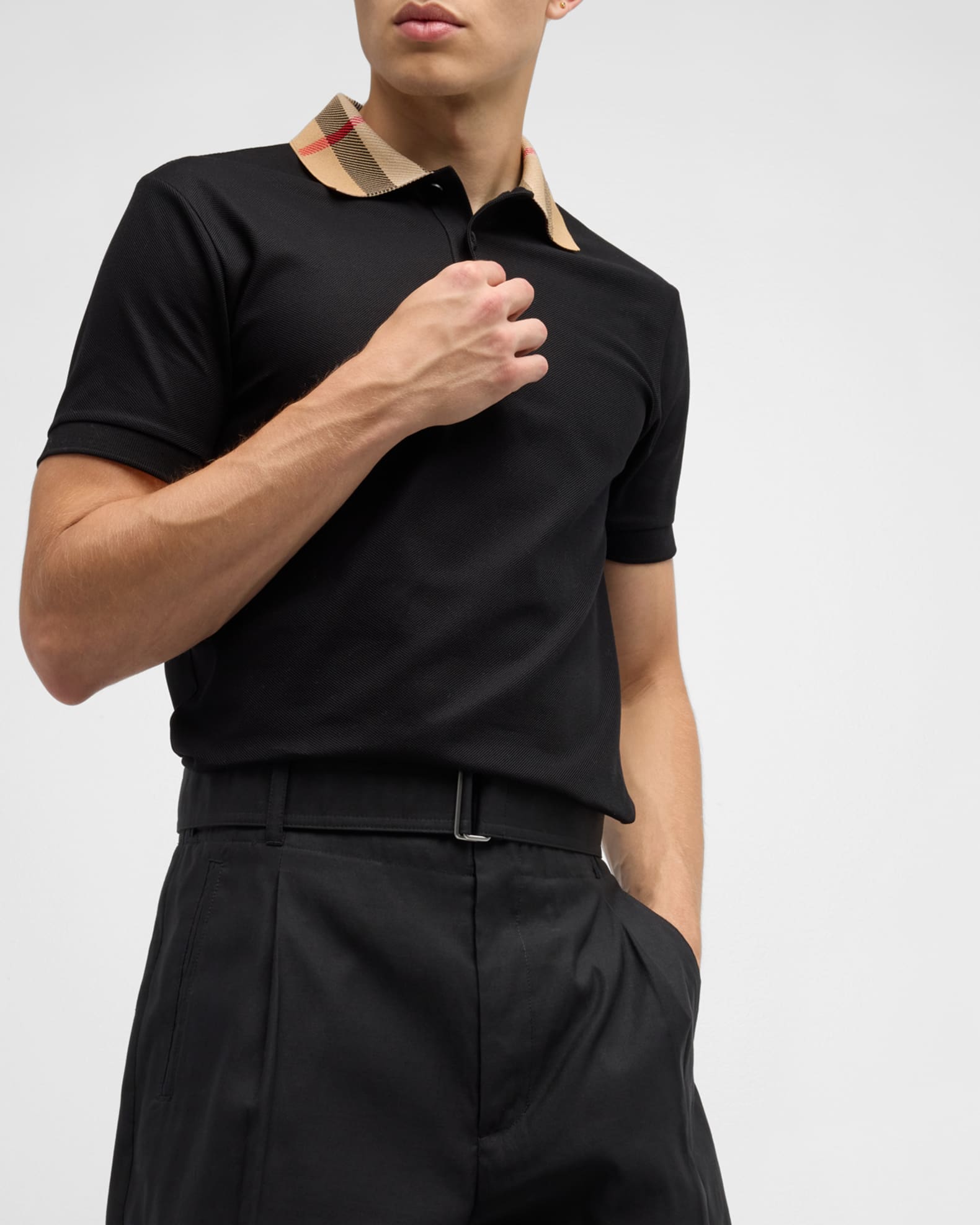 Burberry Men's Cody Check-Collar Polo Shirt | Neiman Marcus