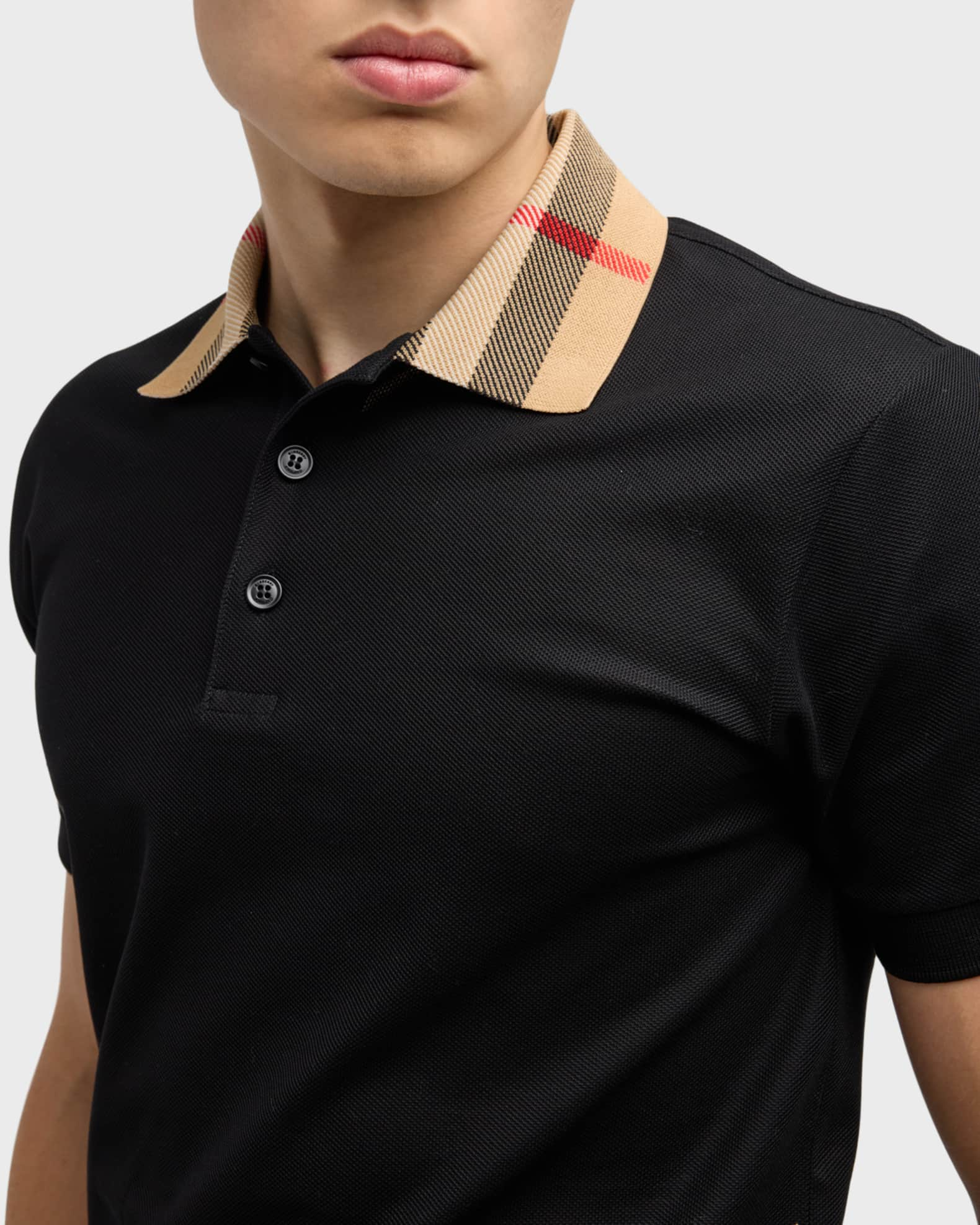 Burberry Men's Check Collar Polo Shirt