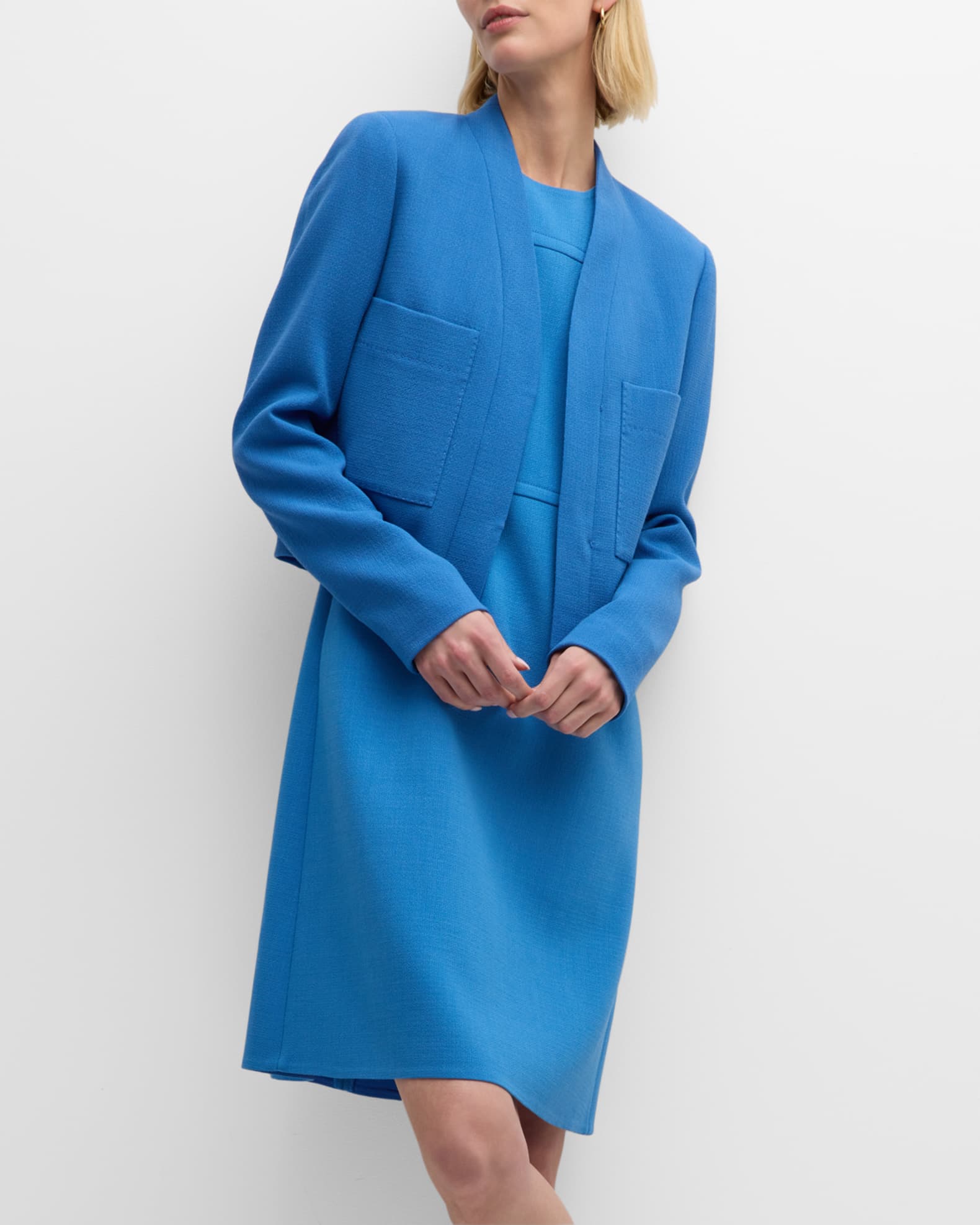 Lafayette 148 New York Sleeveless A-Line Wool Midi Dress | Neiman Marcus