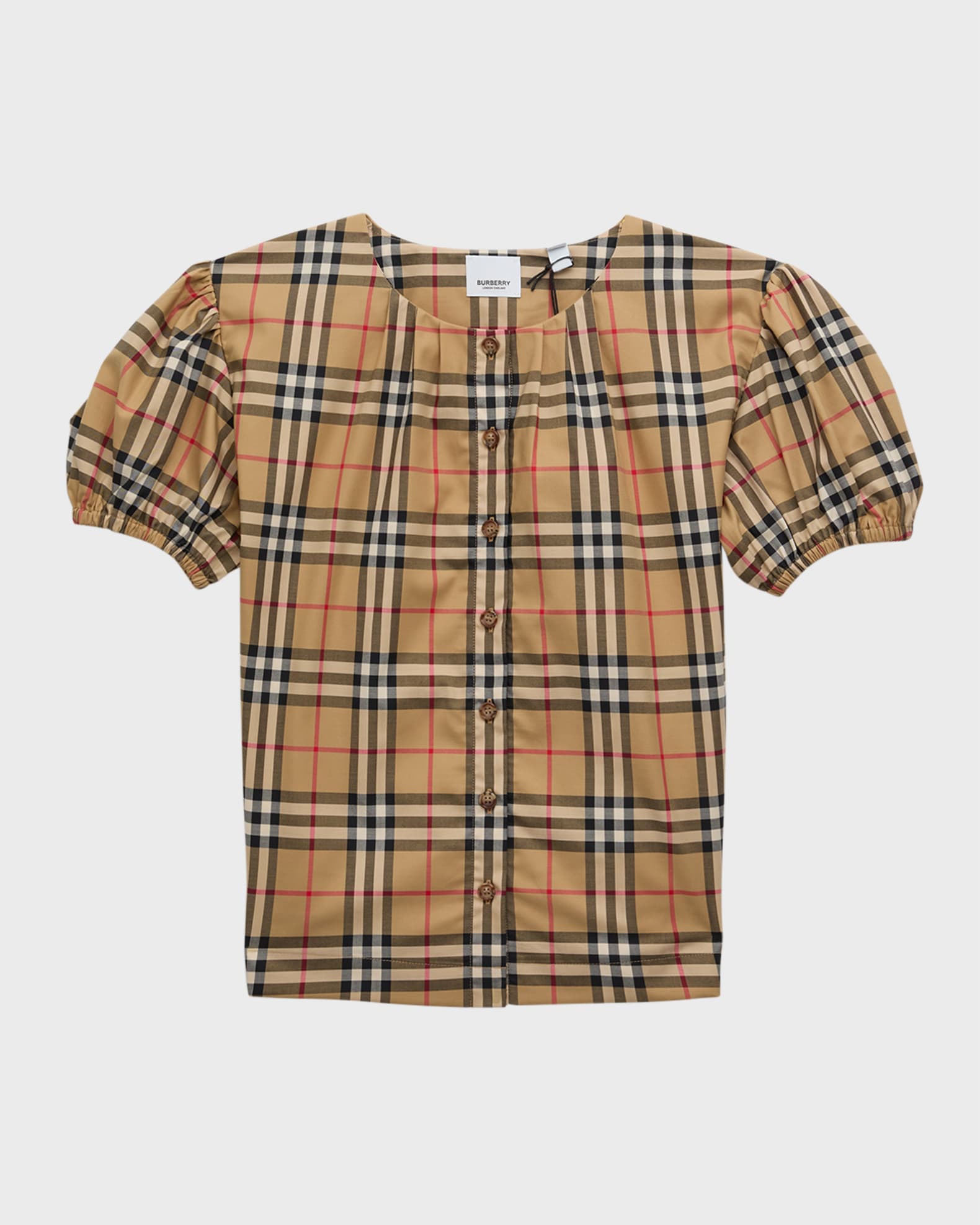 Burberry Girl's Sheryl Check-Print Blouse, Size 3-14 | Neiman