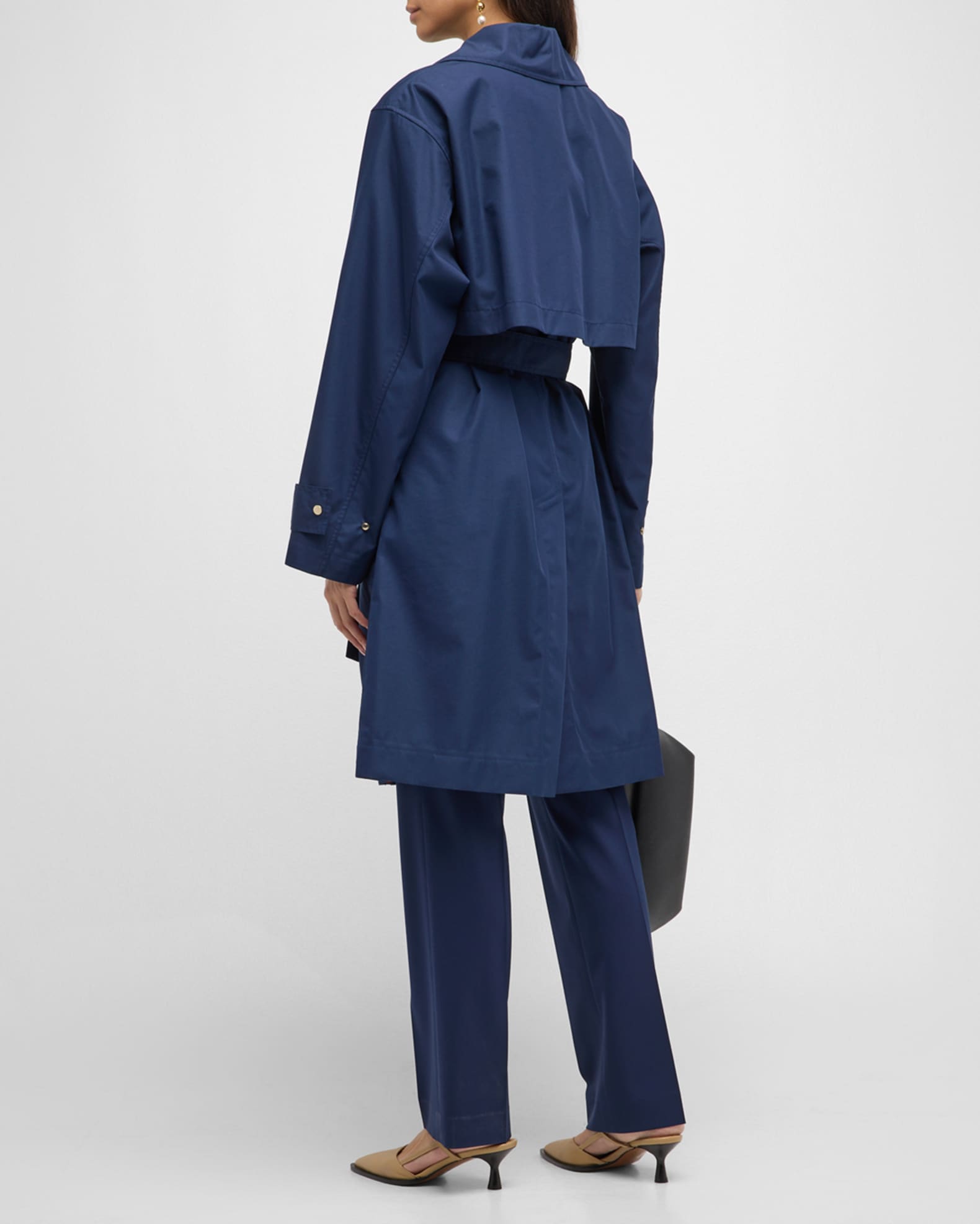 Lafayette 148 New York WrapFront Topstitch Trench Coat Neiman Marcus