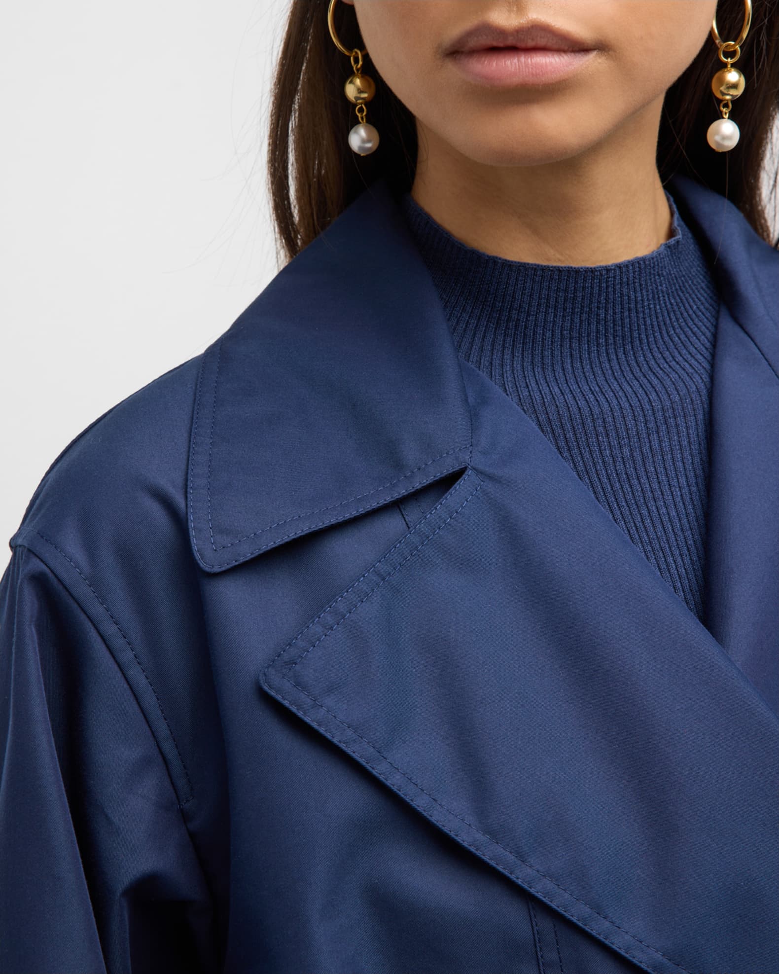 Lafayette 148 New York WrapFront Topstitch Trench Coat Neiman Marcus