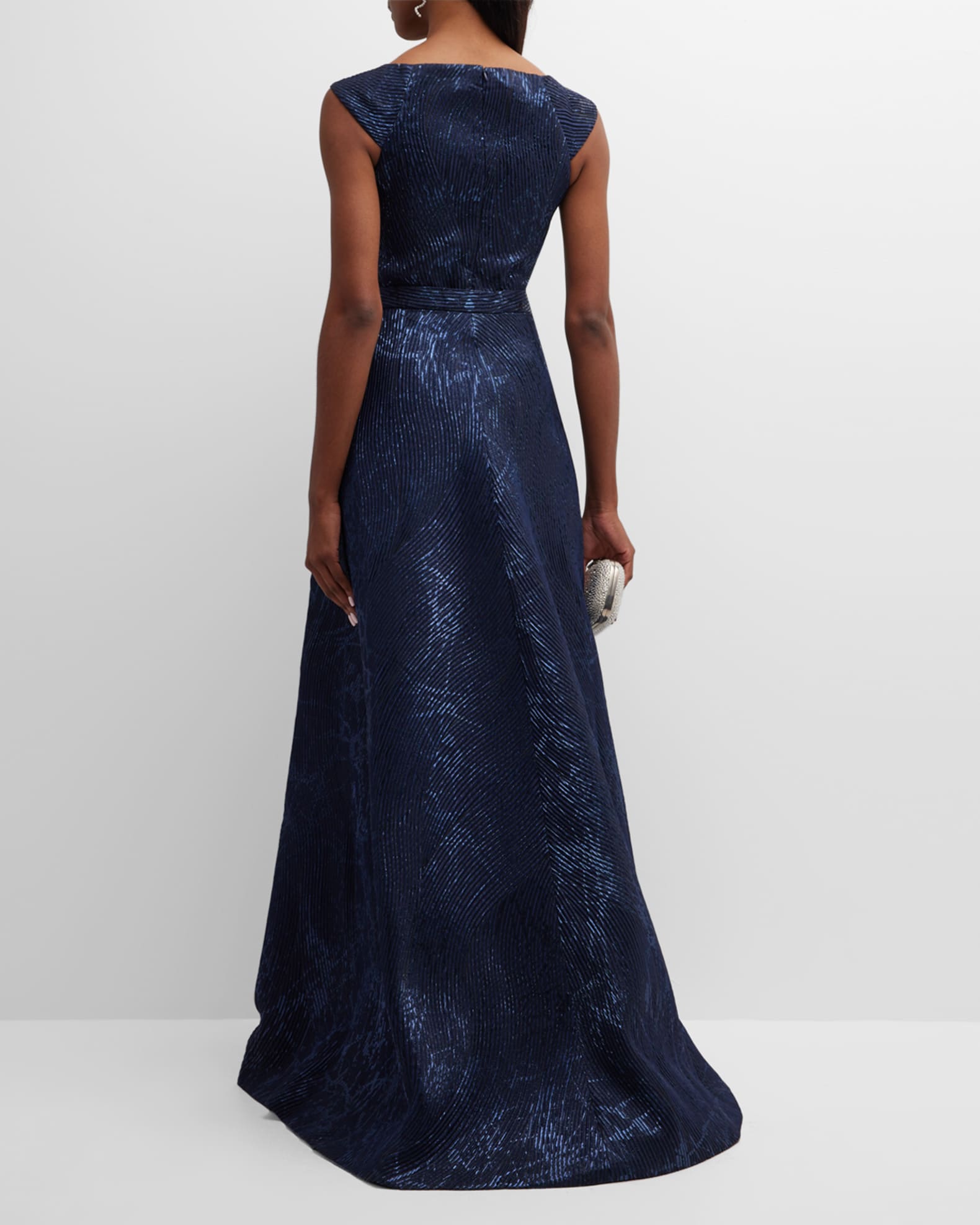 Rickie Freeman for Teri Jon Jewel Embellished Metallic Jacquard
