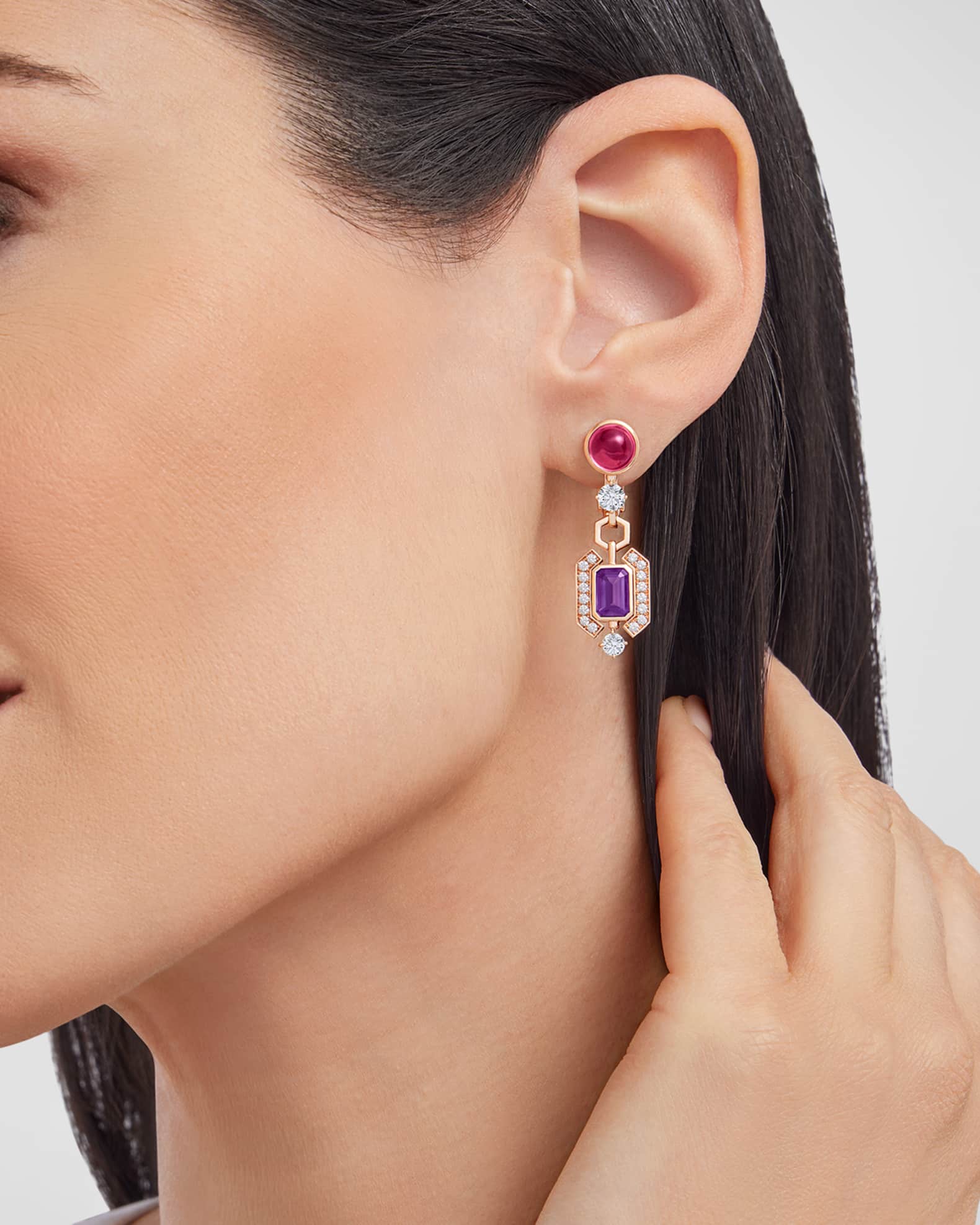 BVLGARI Allegra 18K Rose Gold Asymmetrical Earrings Neiman Marcus