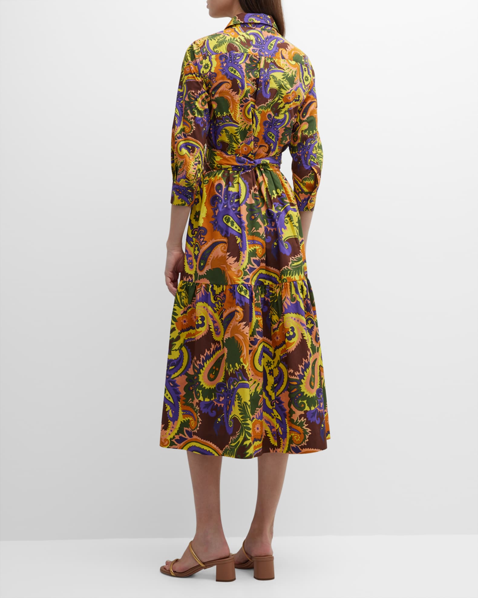 Sara Roka Eryn Paisley-Print Midi Shirtdress | Neiman Marcus