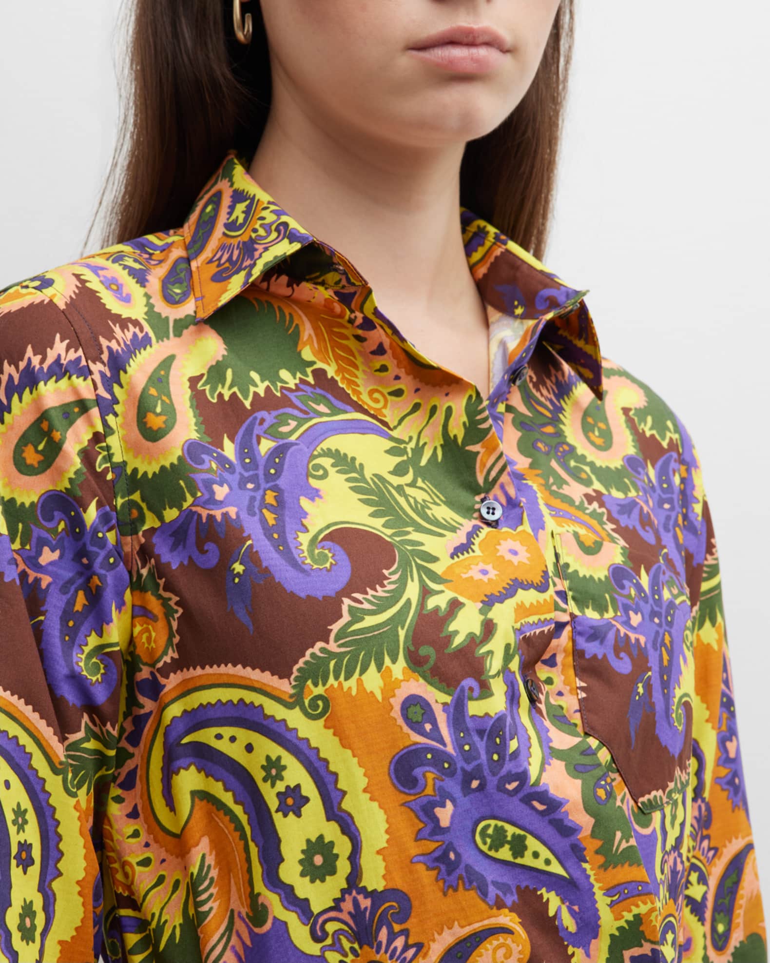 Sara Roka Eryn Paisley-Print Midi Shirtdress | Neiman Marcus