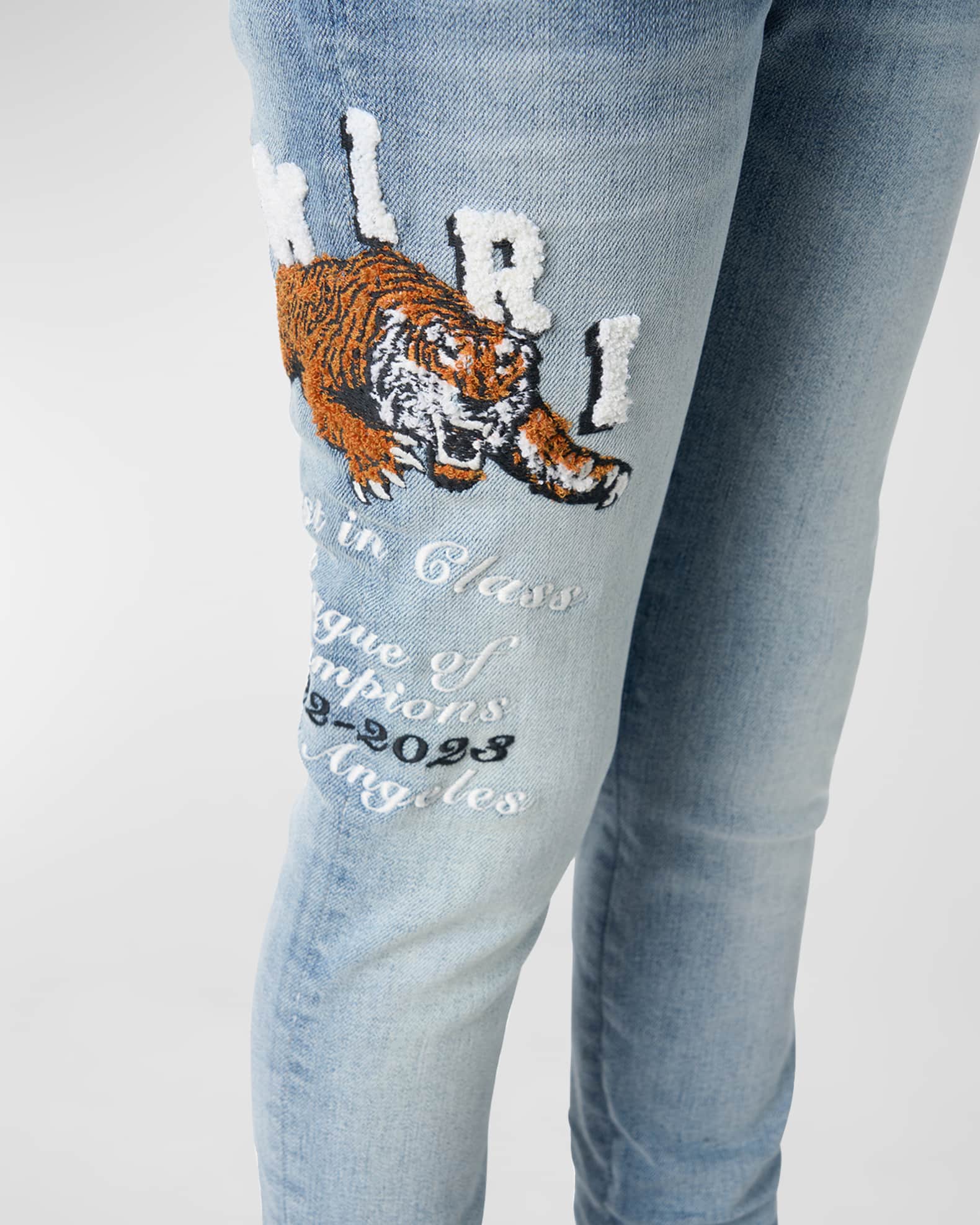 Amiri Kid's Vintage Tiger Logo-Print Jeans, Size 4-12 | Neiman Marcus