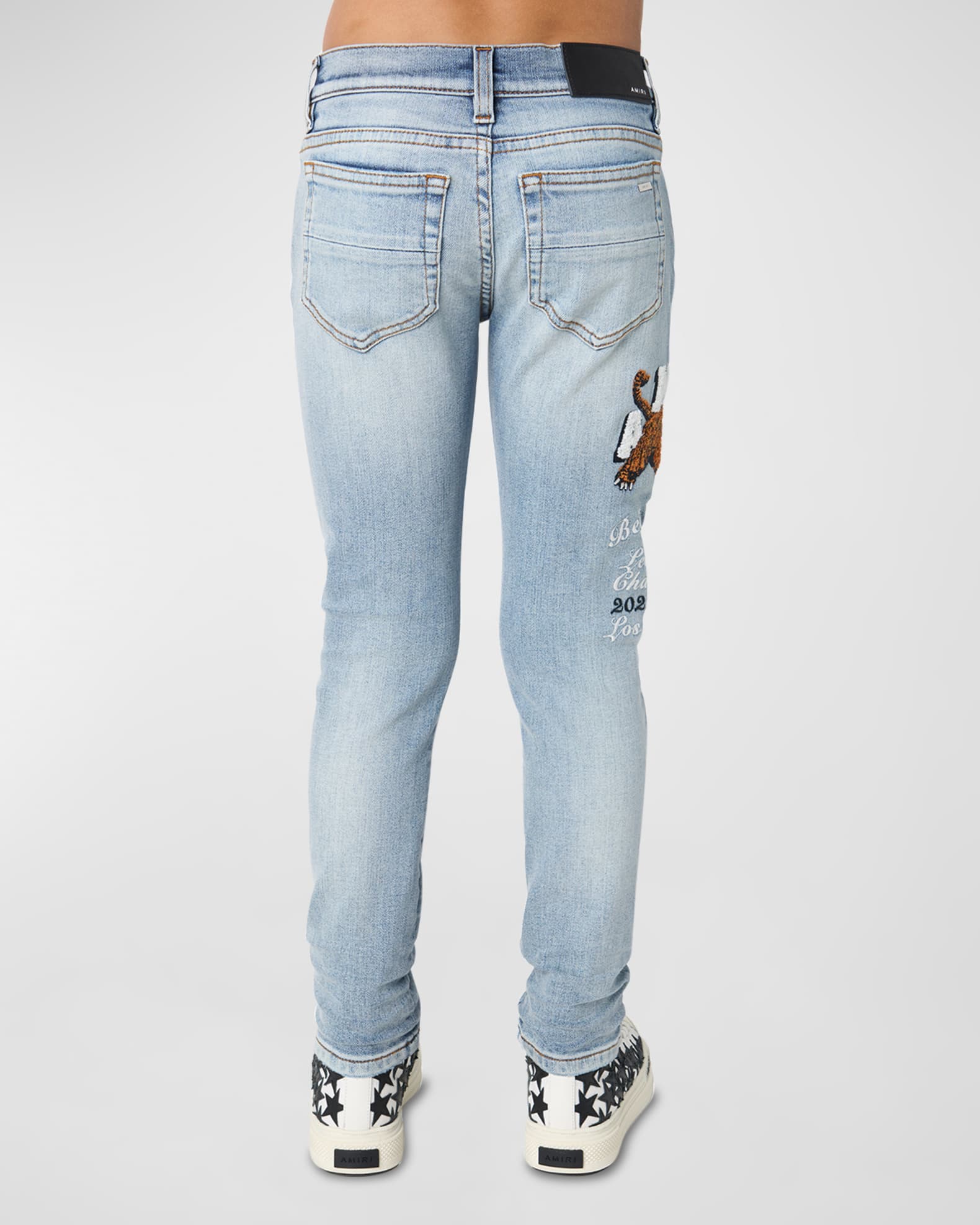 Amiri Kid's Vintage Tiger Logo-Print Jeans, Size 4-12 | Neiman Marcus