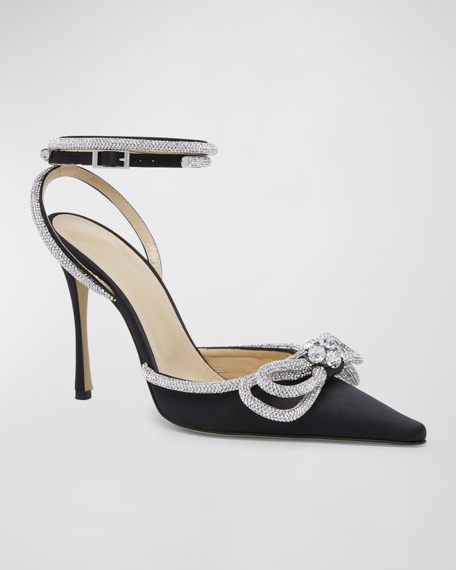 MACH & MACH Strass Bow Double Ankle-Strap Pumps | Neiman Marcus