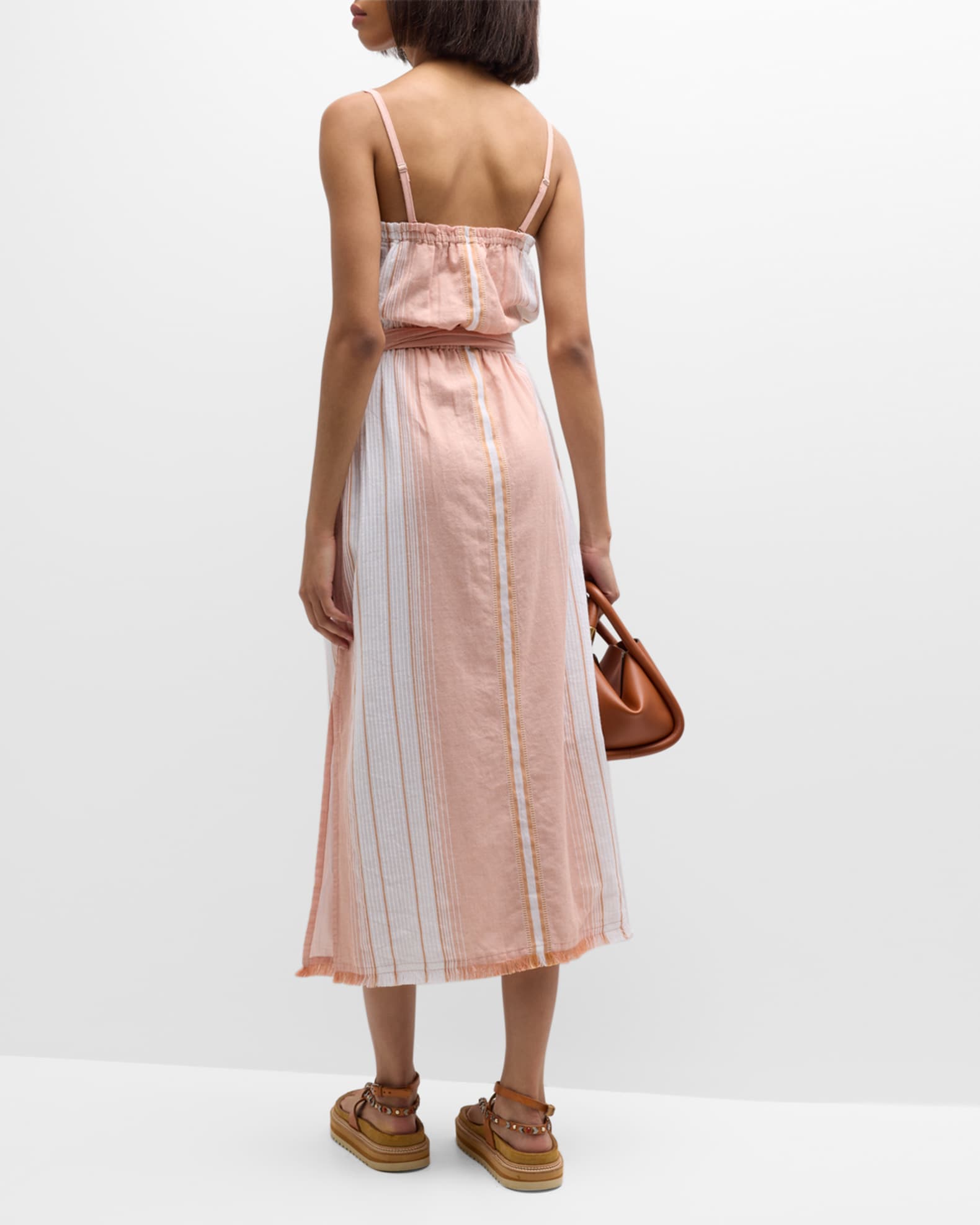 Convertible Drawstring Striped Dress main image 1