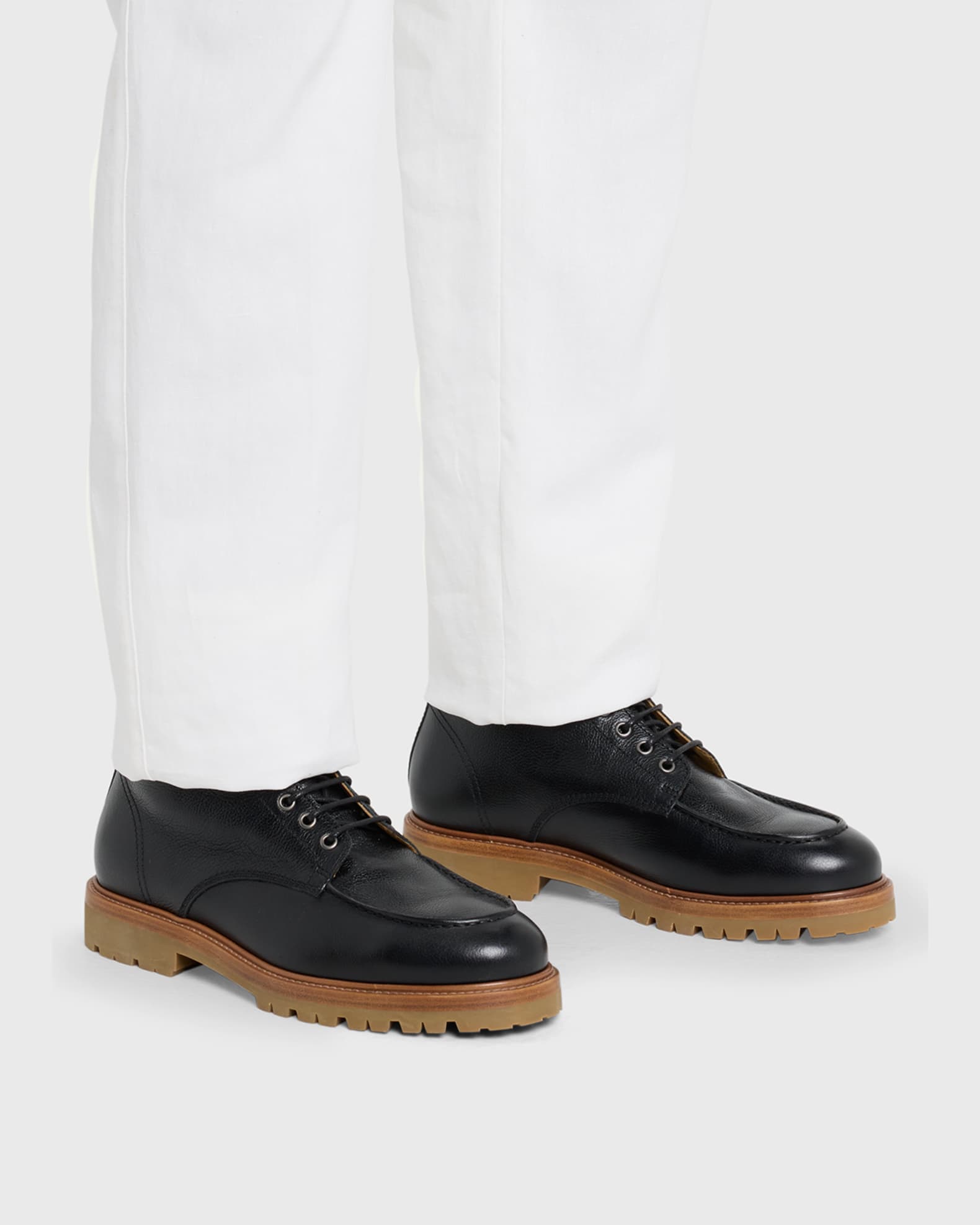 Men's Apron Toe Leather Lace-Up Boots 1