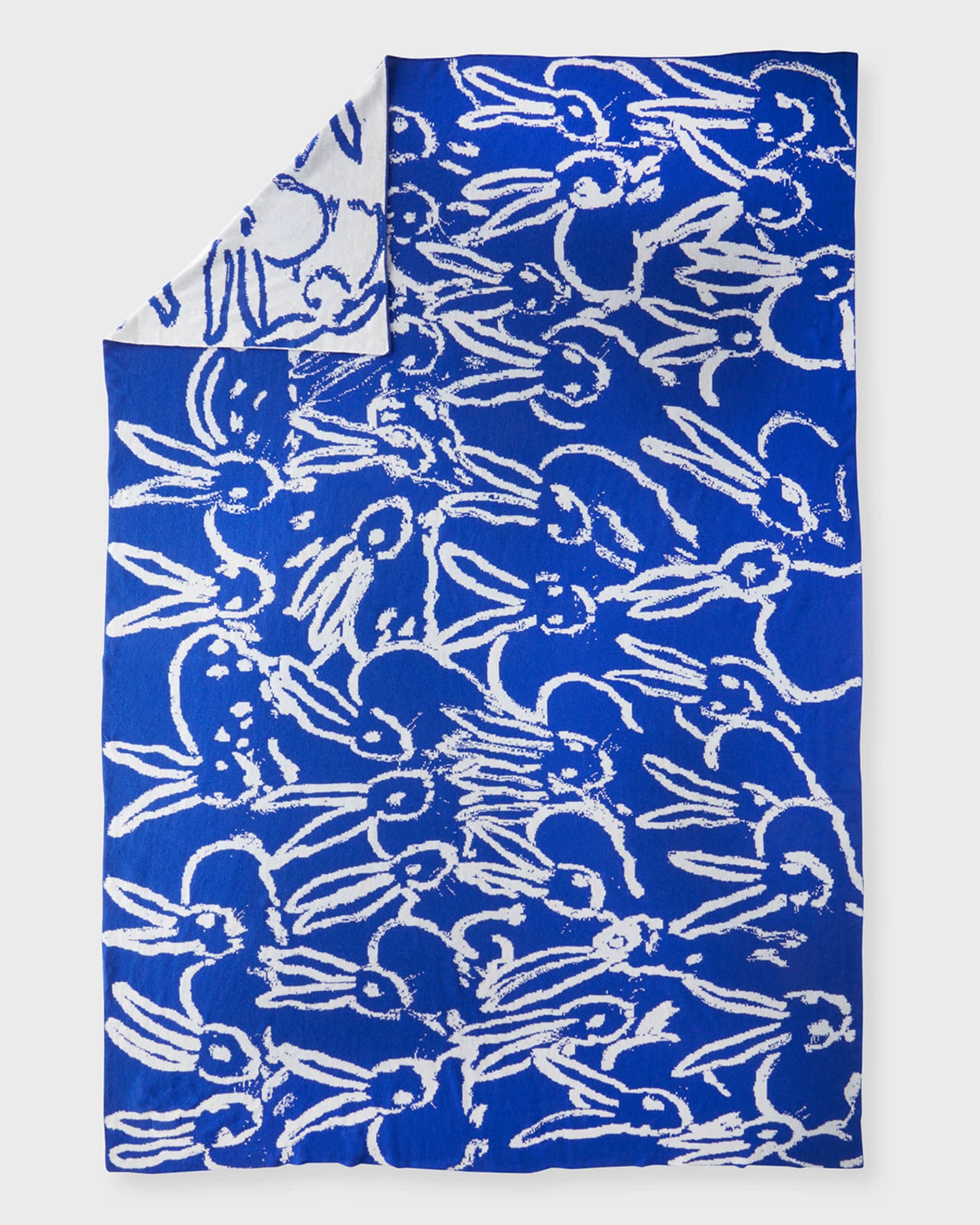 Rabbit Run Blue Cashmere Throw Blanket  1