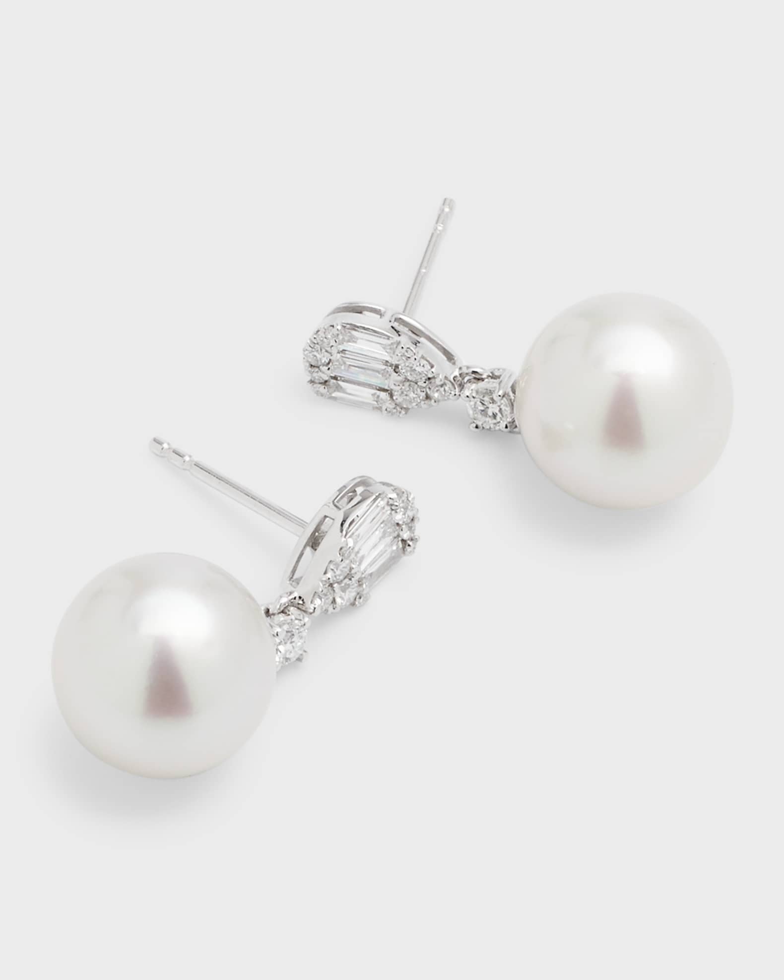 Belpearl 18K White Gold 10.5mm South Sea Pearl Earrings with 