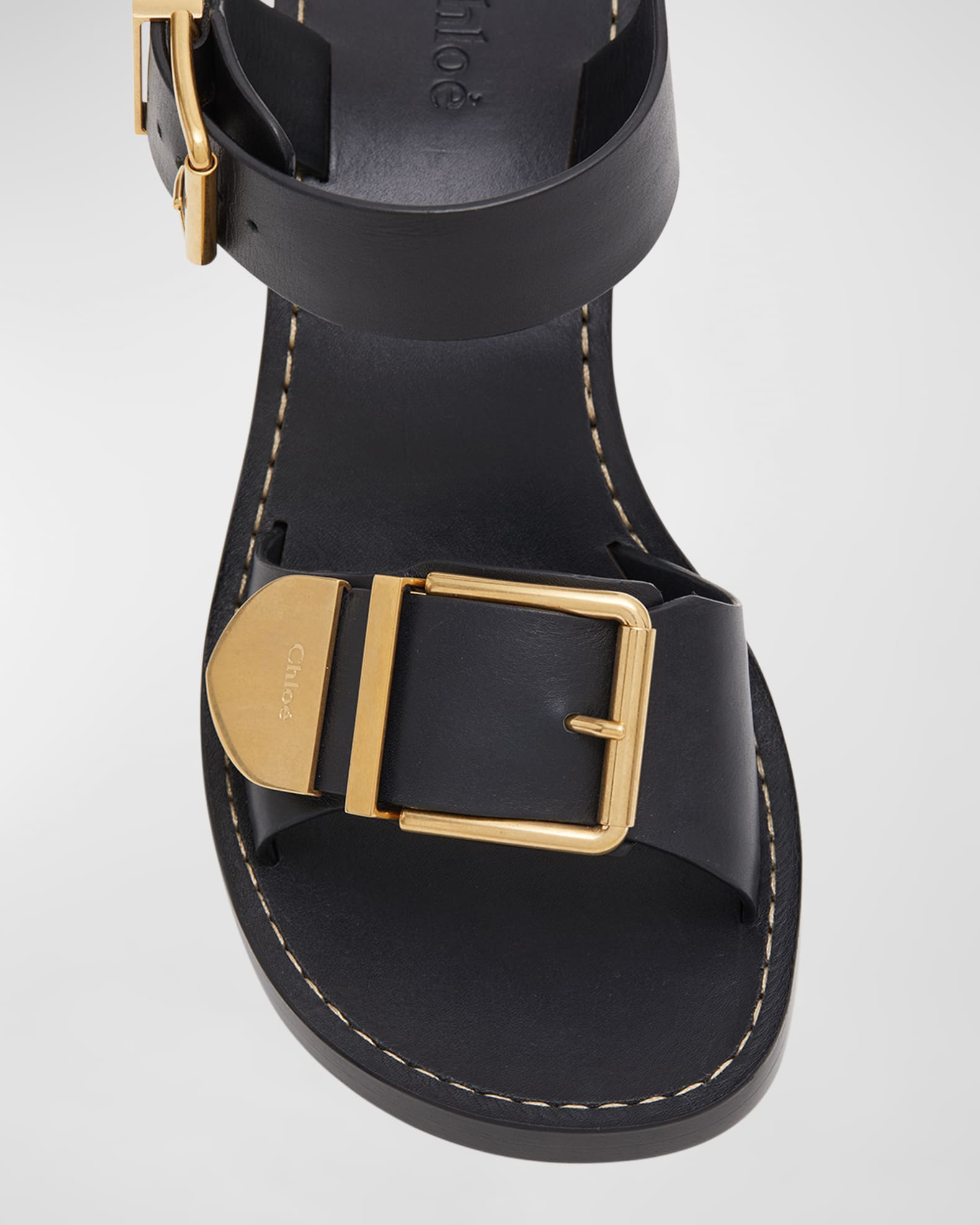 Chloe Rebecca Leather Buckle Sandals | Neiman Marcus