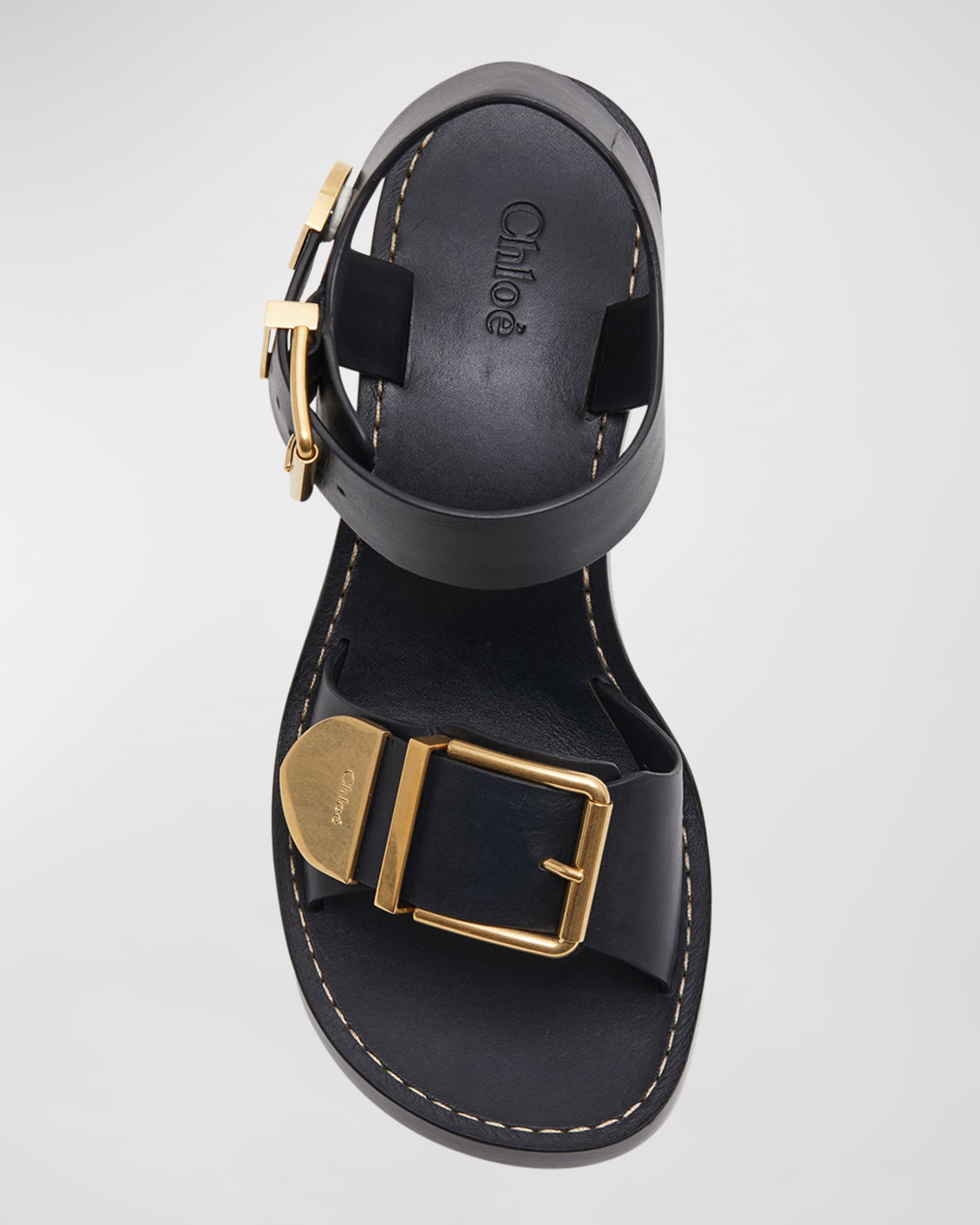 Chloe Rebecca Leather Buckle Sandals | Neiman Marcus