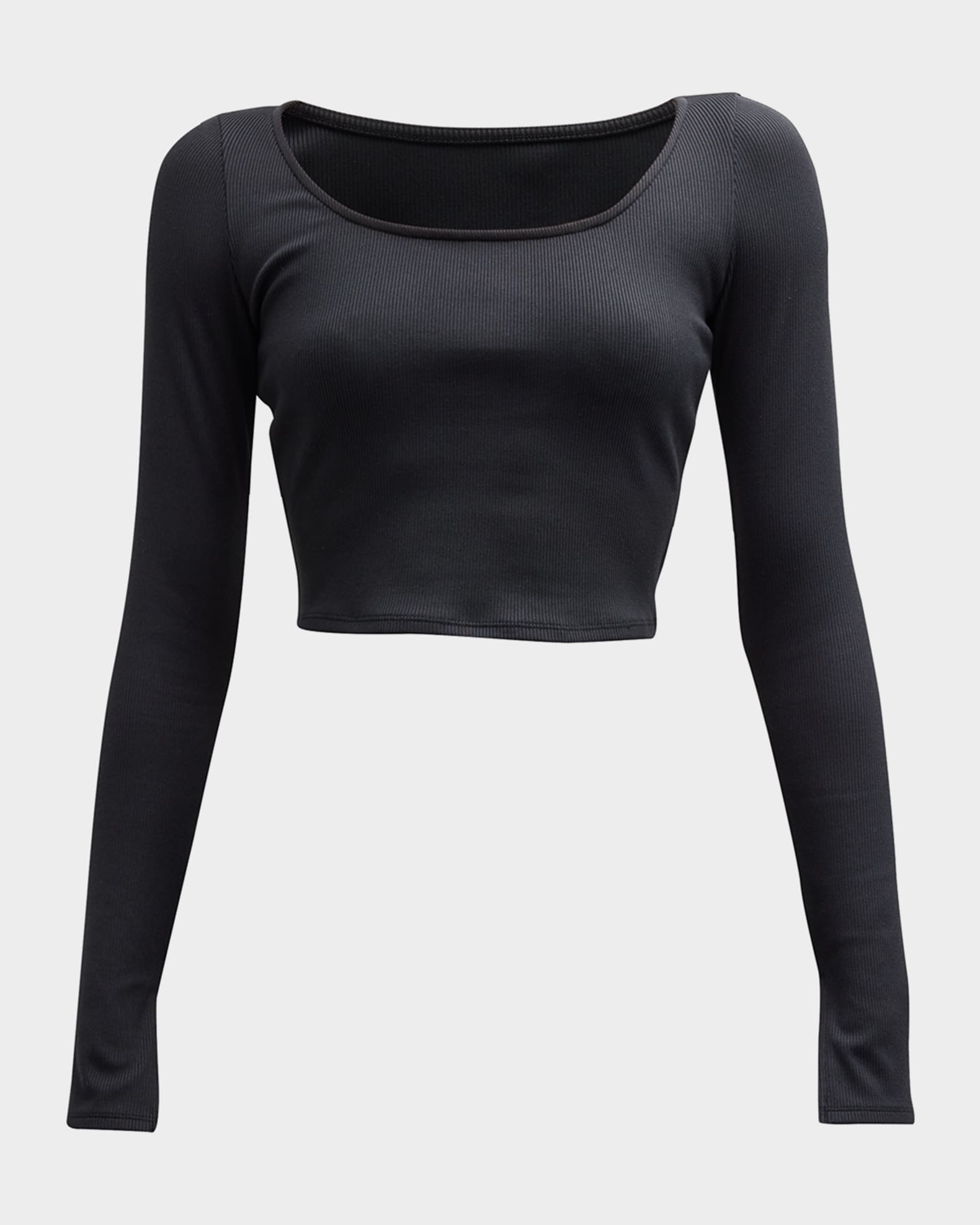 Ribbed-knit crop top in black - Alo Yoga