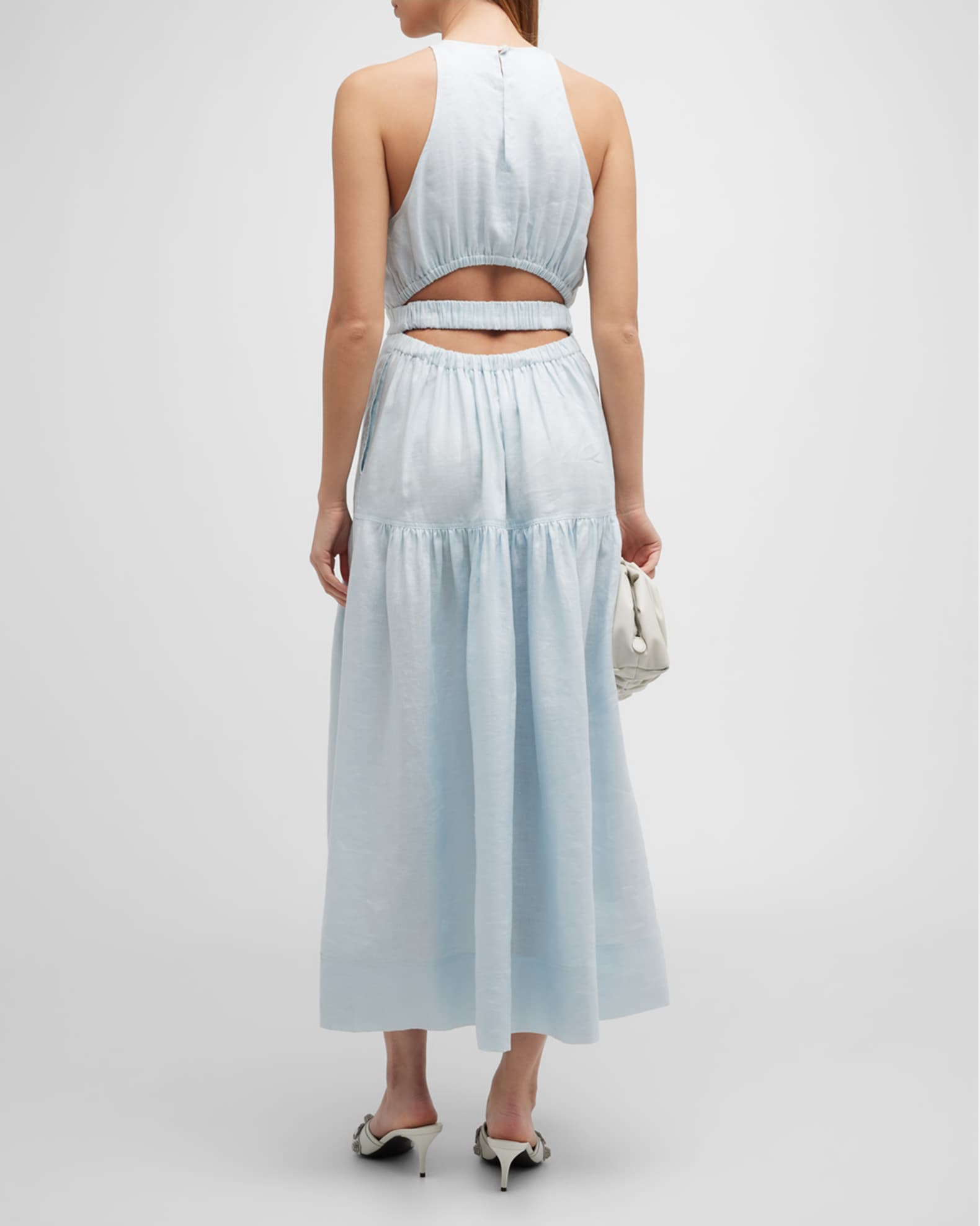 A.L.C. Wrenley Linen High-Neck Drop-Waist Maxi Dress | Neiman Marcus