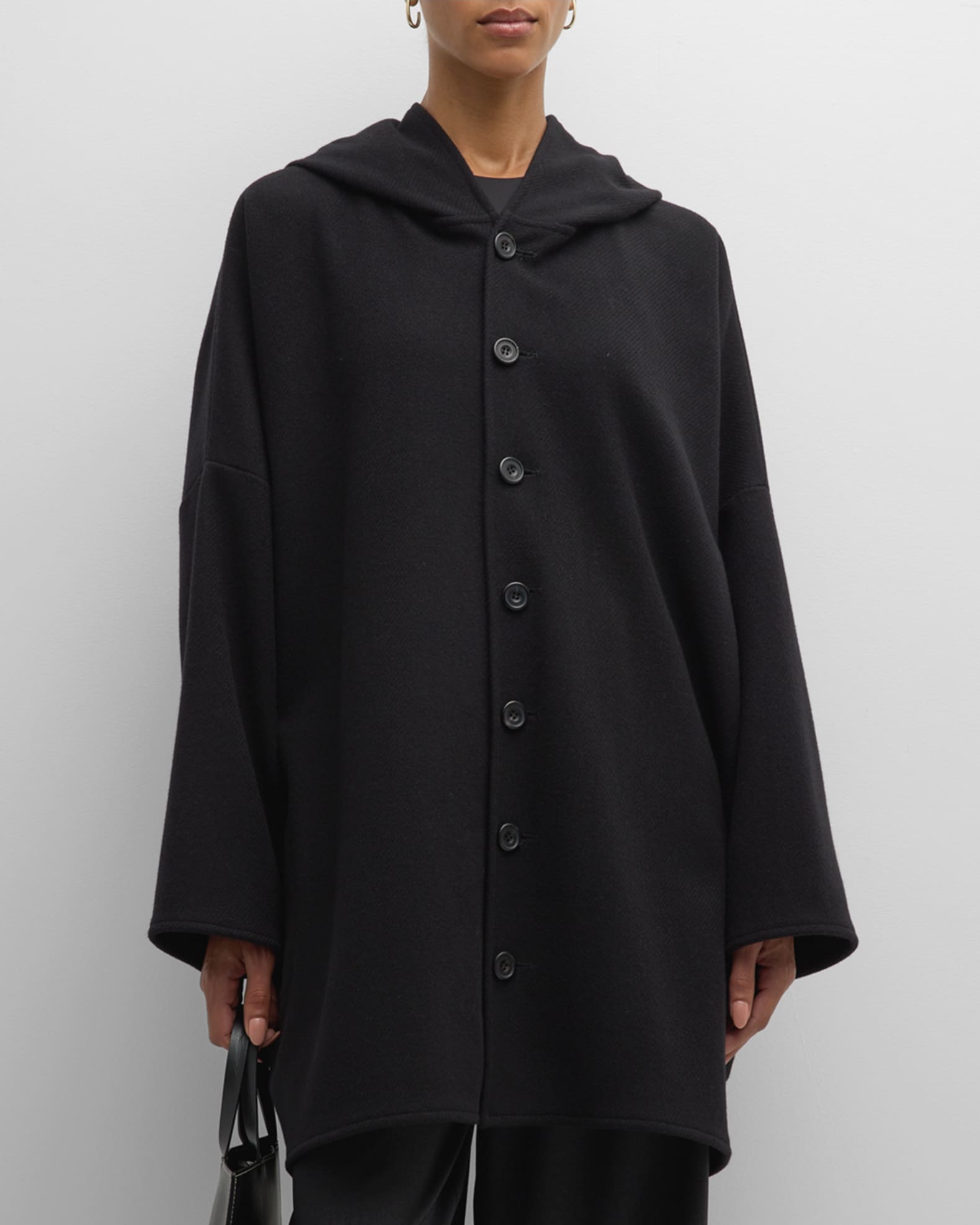 Eskandar Wide Hooded Wool-Cashmere Coat (Long Plus)