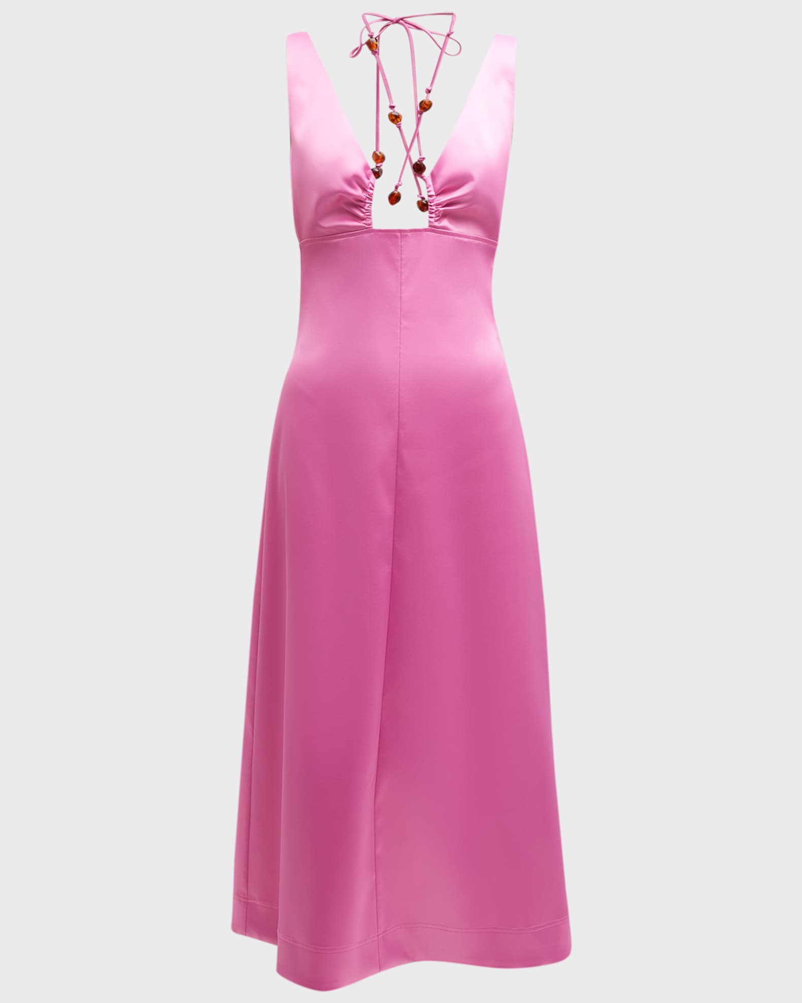 Ganni Satin Silk Halter Midi Dress | Neiman Marcus