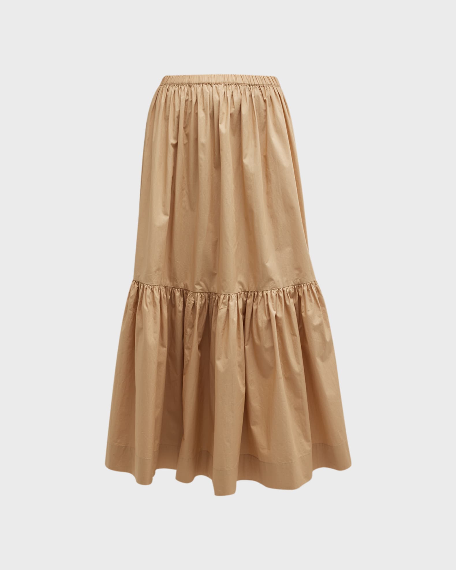 Ganni Cotton Pull-On Flounce Maxi Skirt | Neiman Marcus