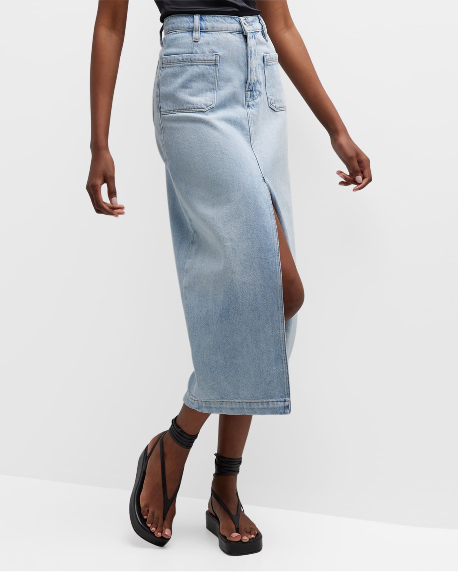 FRAME Le Bardot Denim Maxi Skirt Neiman Marcus