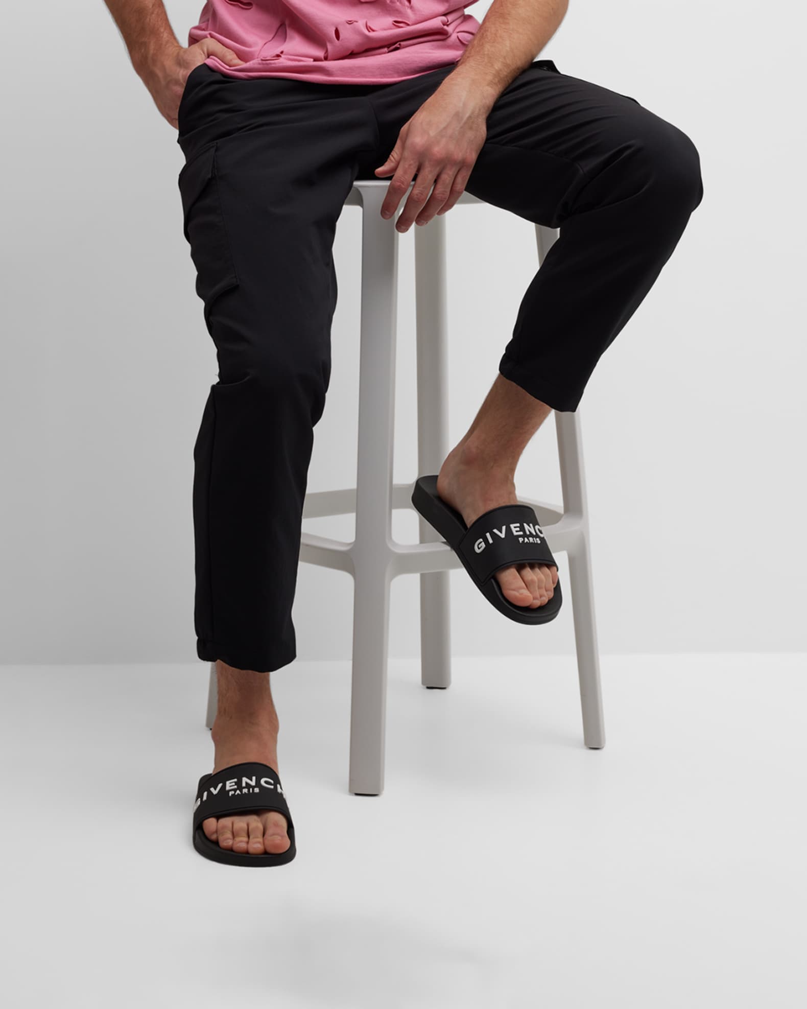 Givenchy Men's Logo Slide Sandals | Neiman Marcus